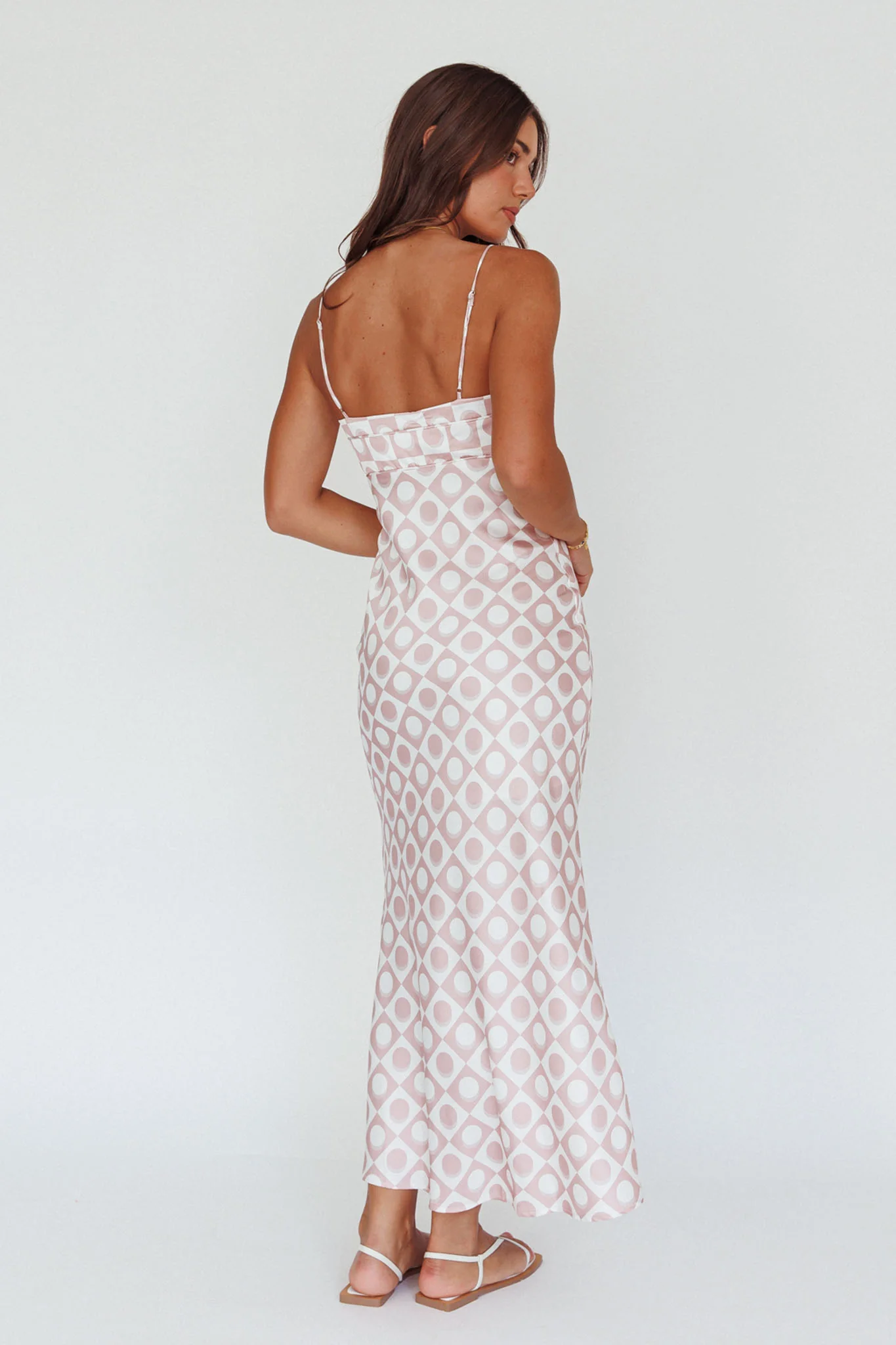 Lane Cove Cami Strap Maxi Dress Print Mocha - Seraphlike