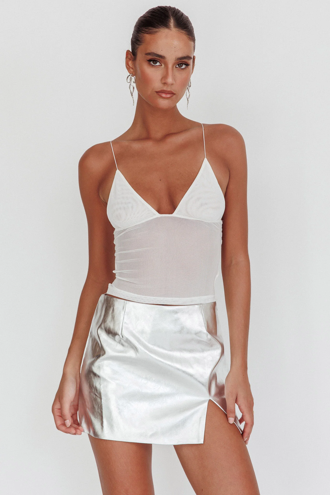 Namrata PU Mini Skirt Silver - Seraphlike