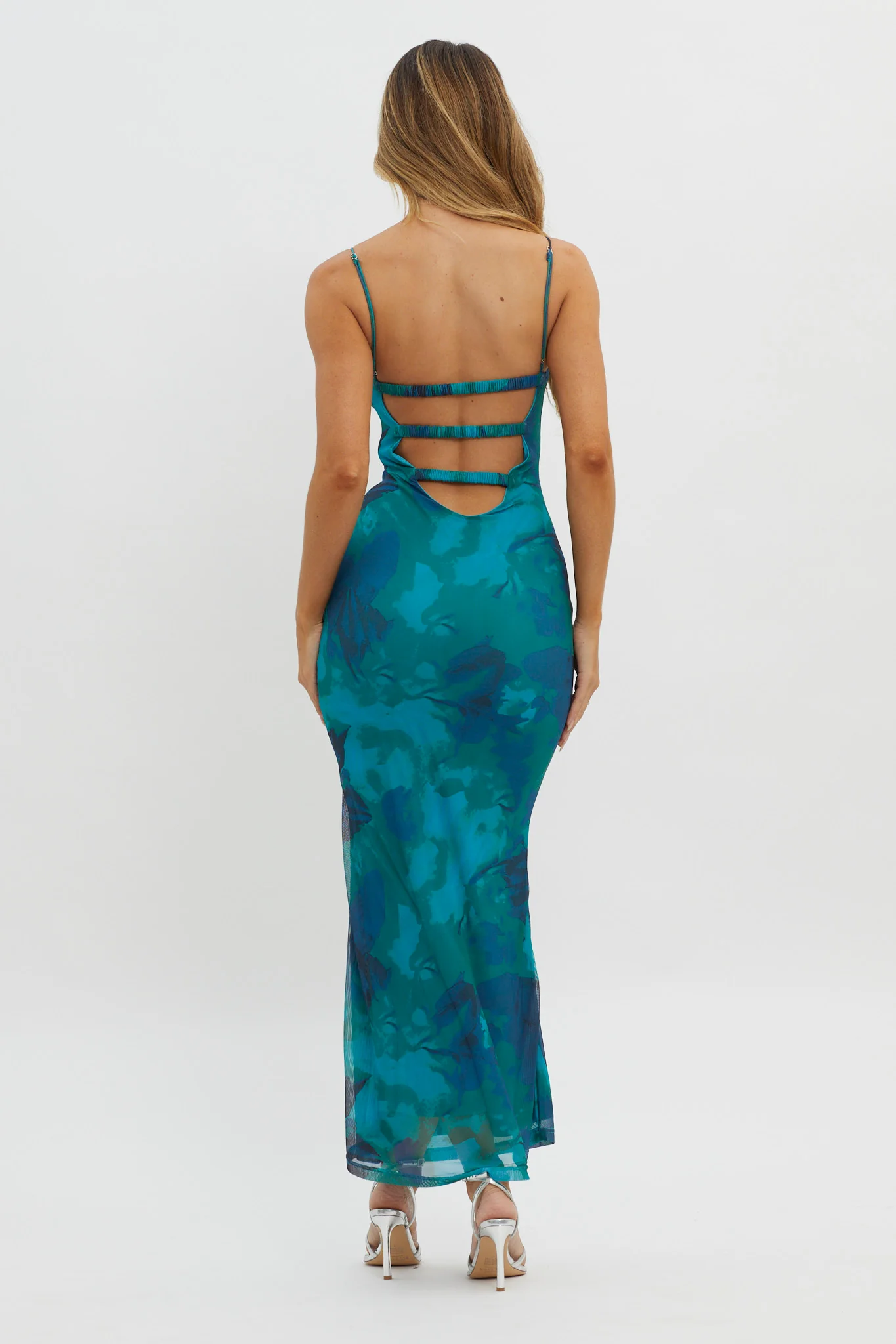 Lennox Elastic Back Bodycon Dress Floral Green - Seraphlike