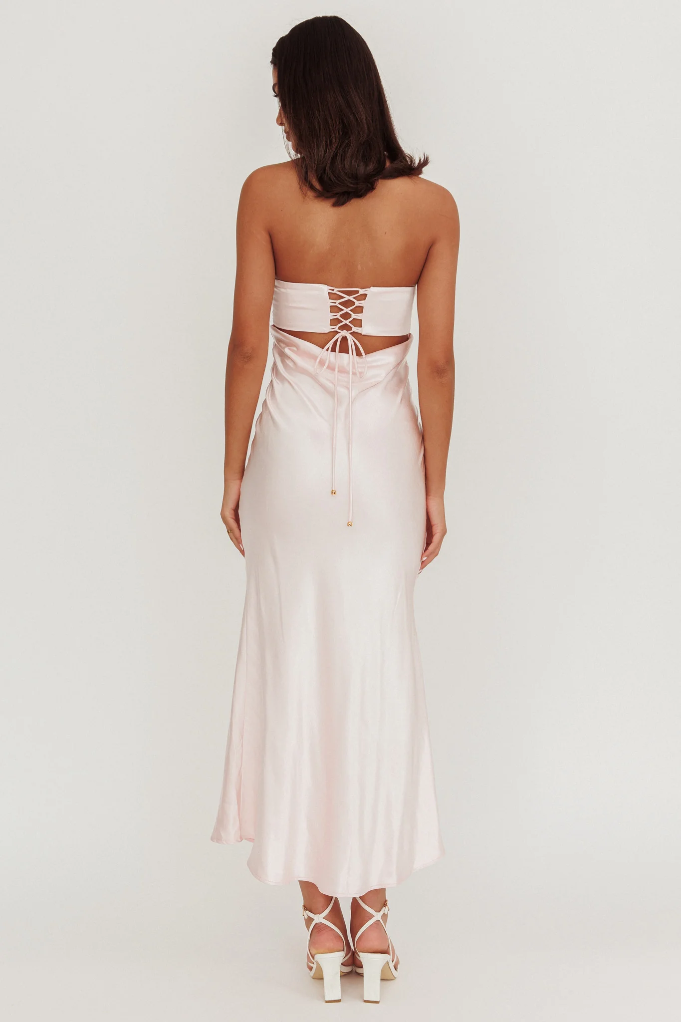 Moon Song Strapless Laced Back Dress Blush - Seraphlike