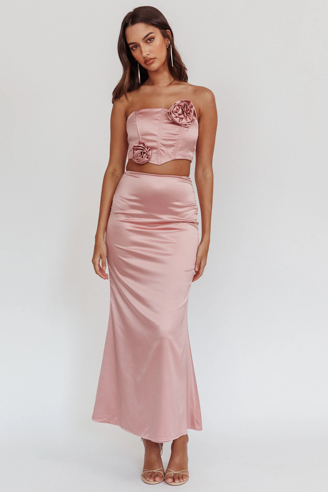 Like A Dove Satin Maxi Skirt Mauve - Seraphlike