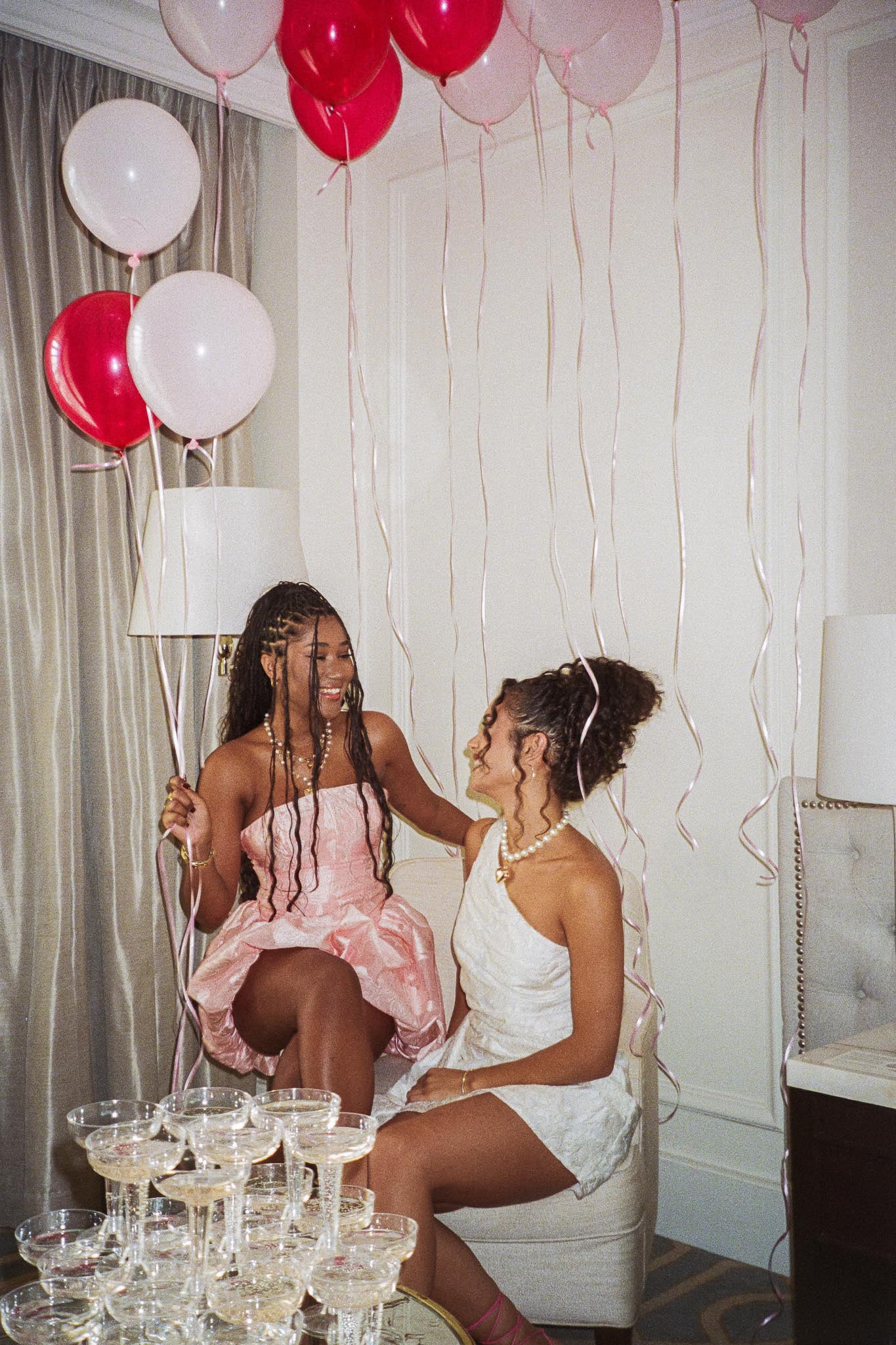 Monti Strapless Bubble Hem Mini Dress Embroidered Blush - Seraphlike