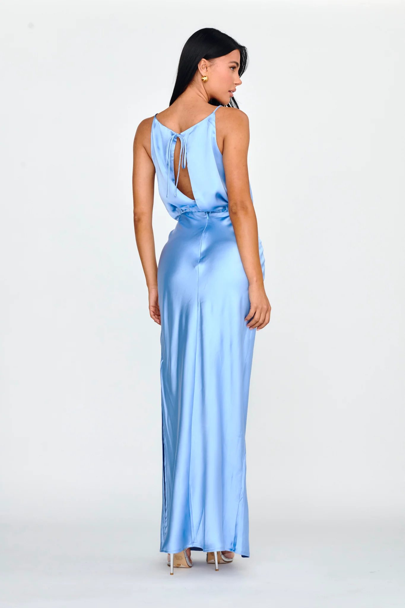 Midnight Hour Side Split Midi Dress Ocean - Seraphlike