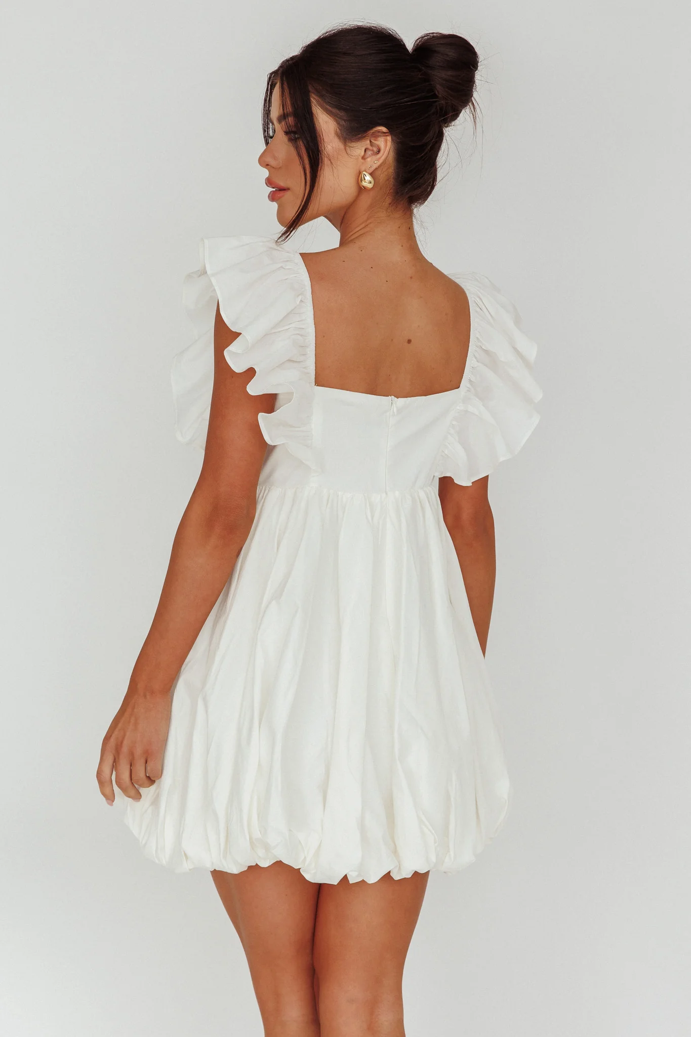 Horoscope Bubble Hem Mini Dress Ivory - Seraphlike