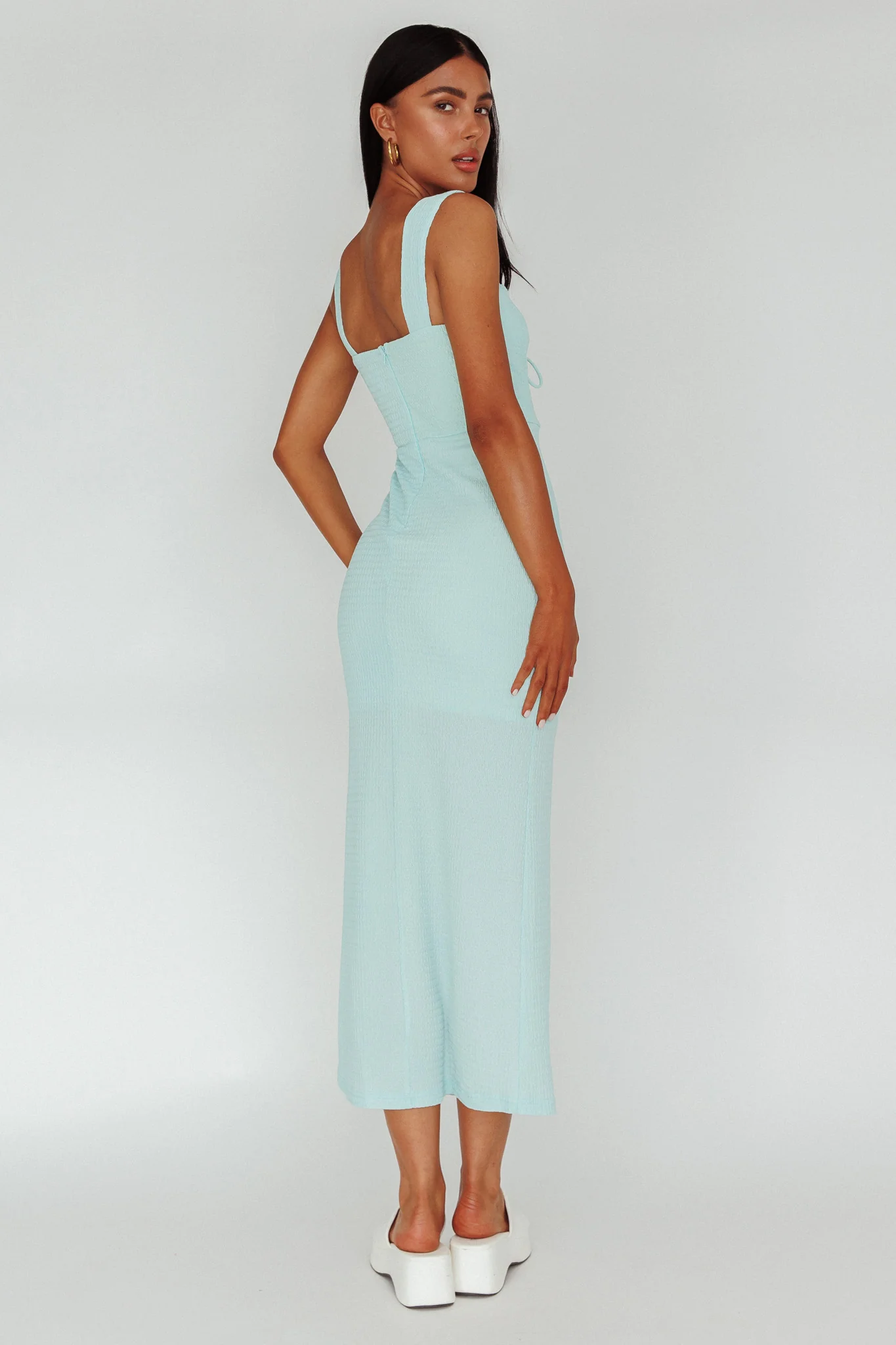 Carinn Tied Bust Maxi Dress Sky Blue - Seraphlike
