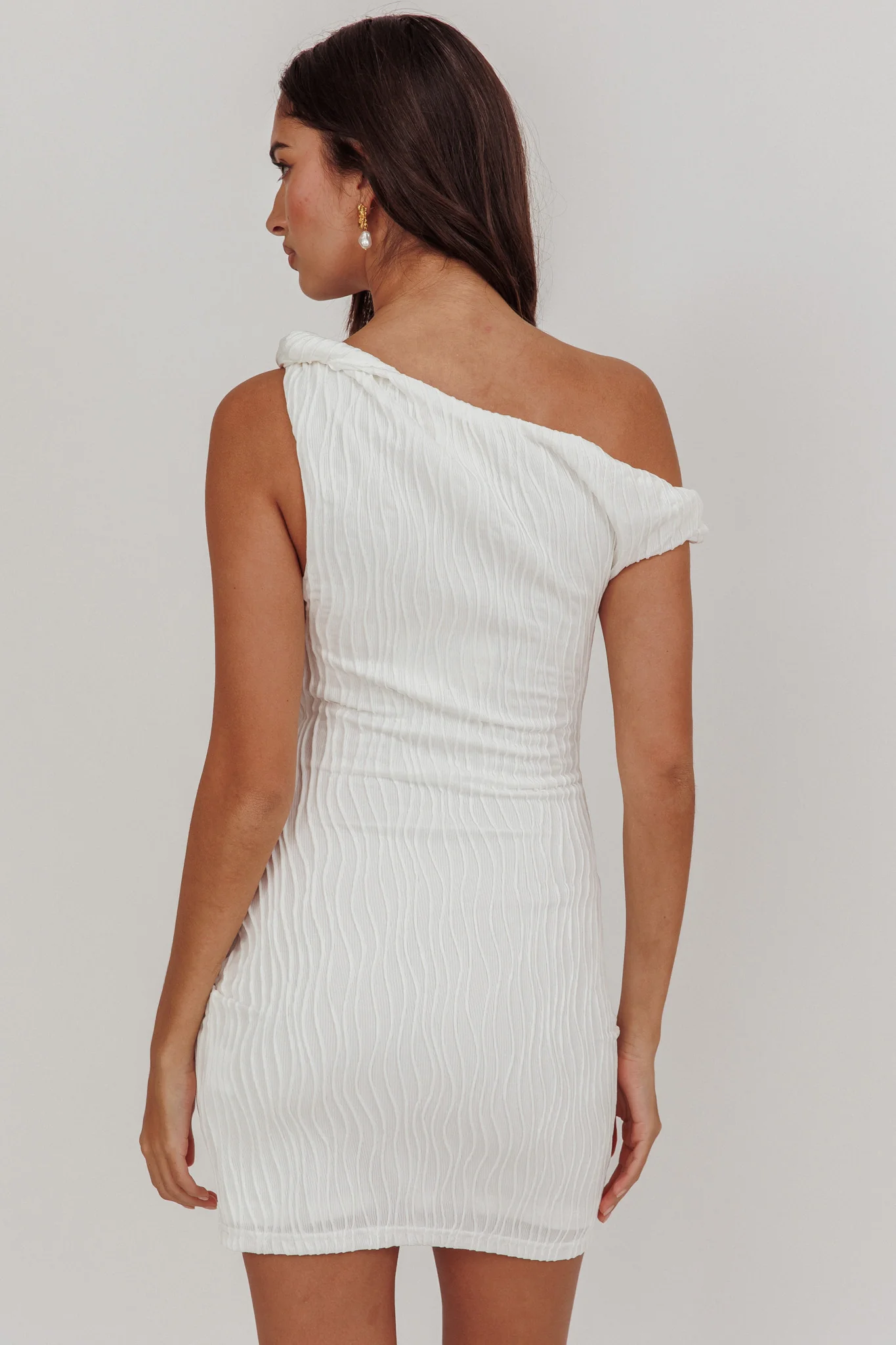 Lingering Love One-Shoulder Mini Dress White - Seraphlike