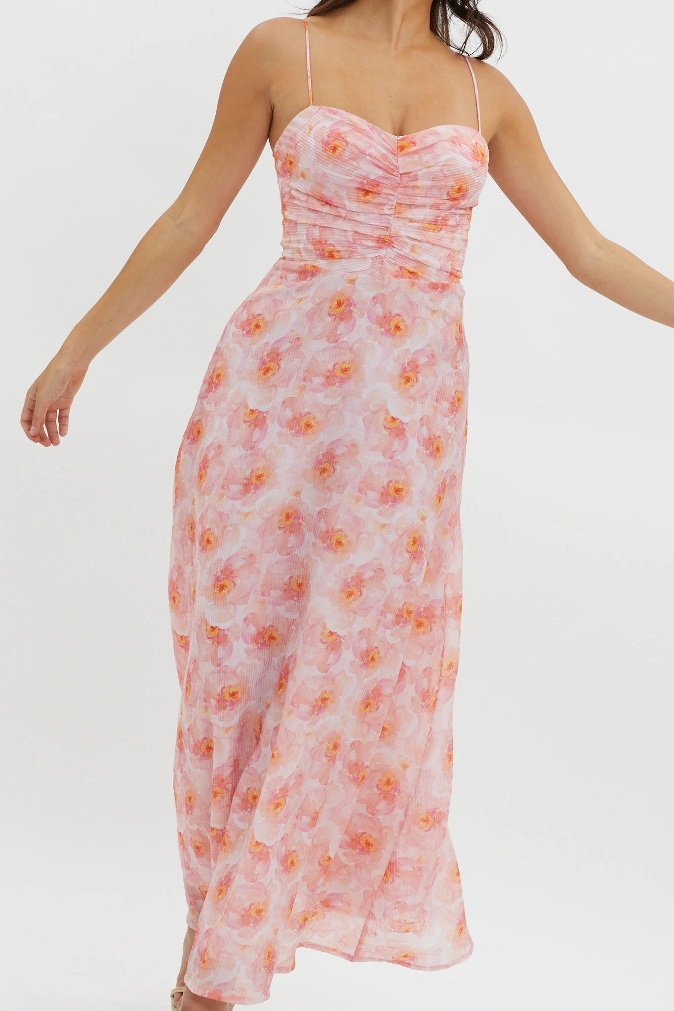 Our Song Ruched Bodice Maxi Dress Orange - Seraphlike