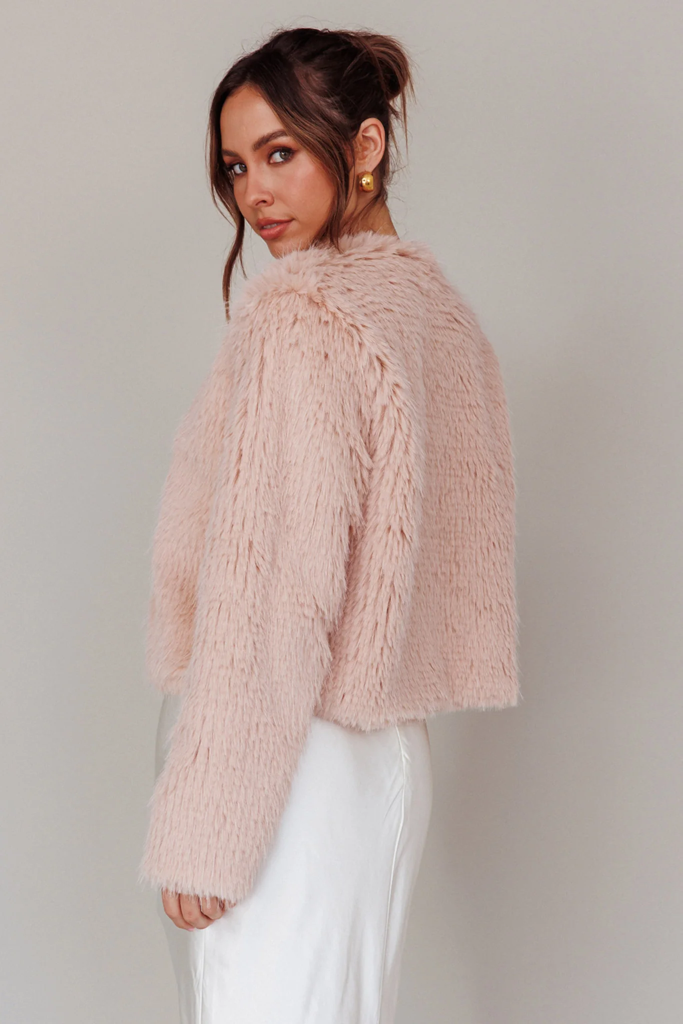 London Day Faux Fur Jacket Blush - Seraphlike