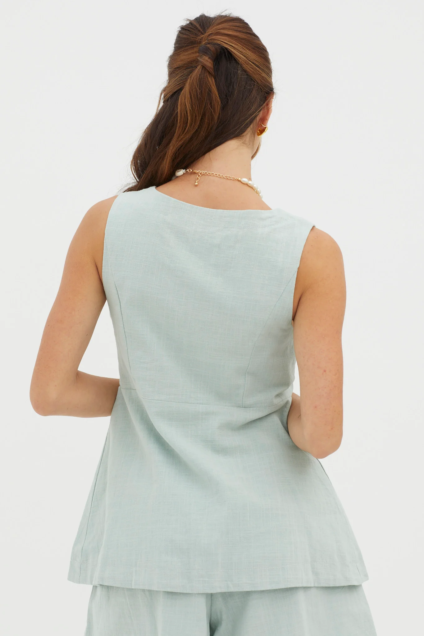 Philomena Button Pocket Vest Top Sage - Seraphlike
