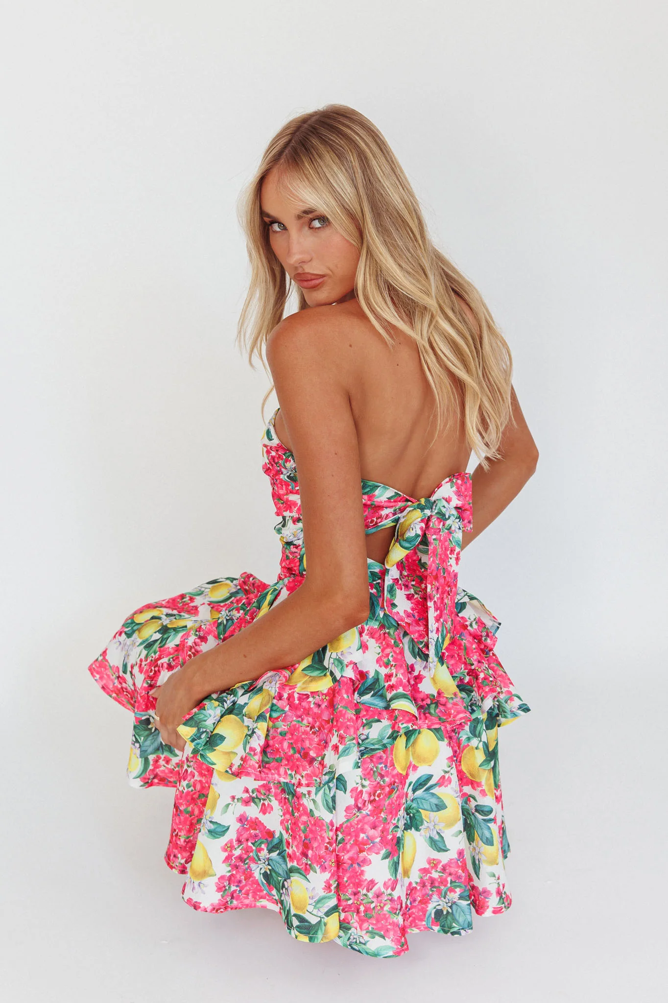 Like Me Tied Back Layered Mini Dress Citrus Pink - Seraphlike