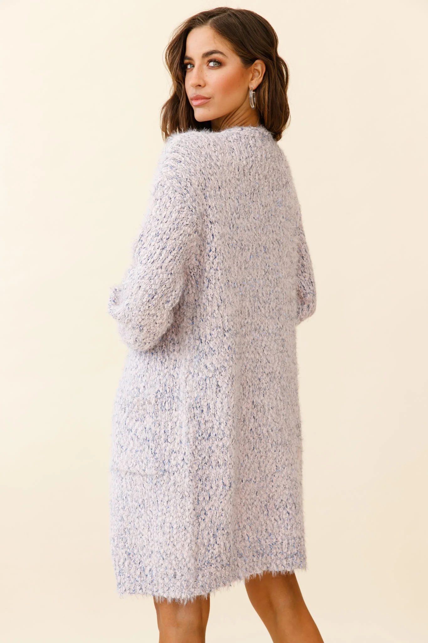 Johanna Long Sleeve Pocket Cardigan Mottled Pink - Seraphlike