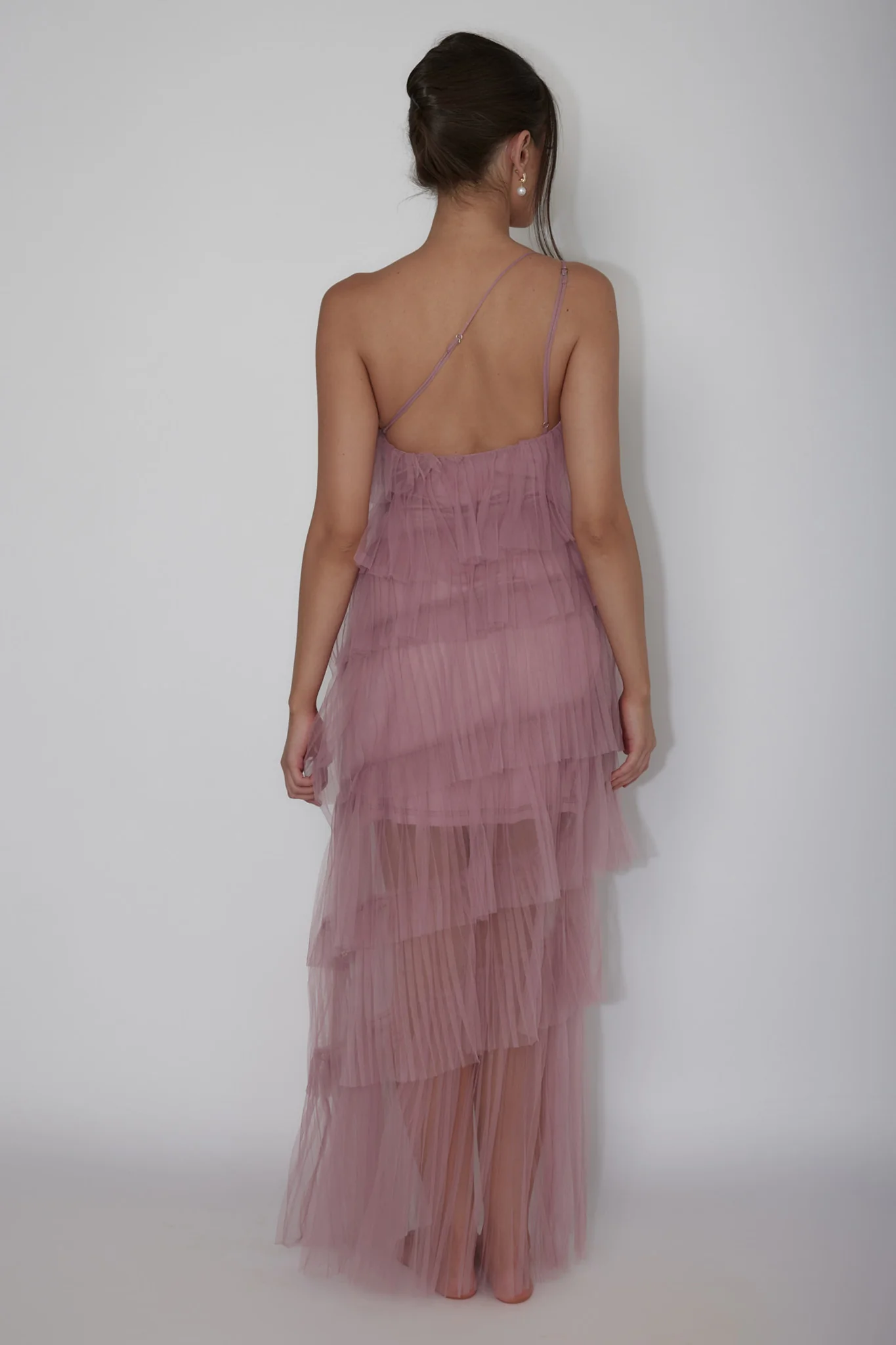 Arrabel Tiered Ruffle Tulle Maxi Dress Plum - Seraphlike