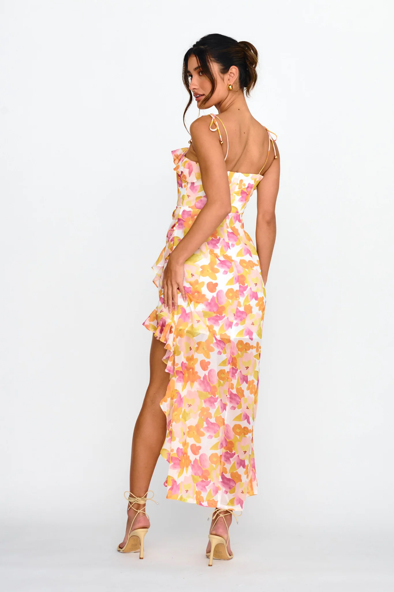 Portofino Cut-Out Split Midi Dress Floral Red - Seraphlike