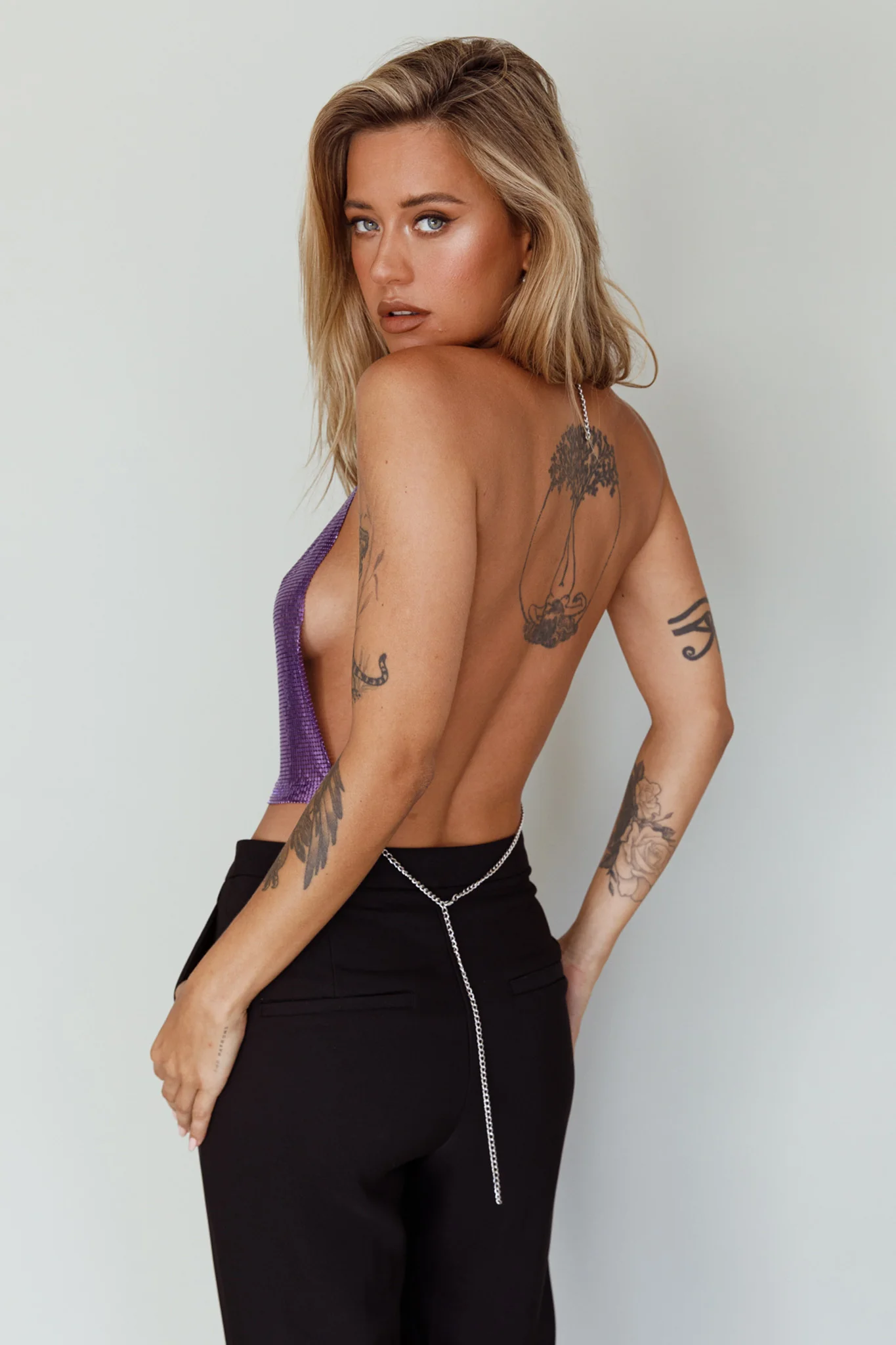 Moonshine Chain Mail Mesh Top Lavender - Seraphlike