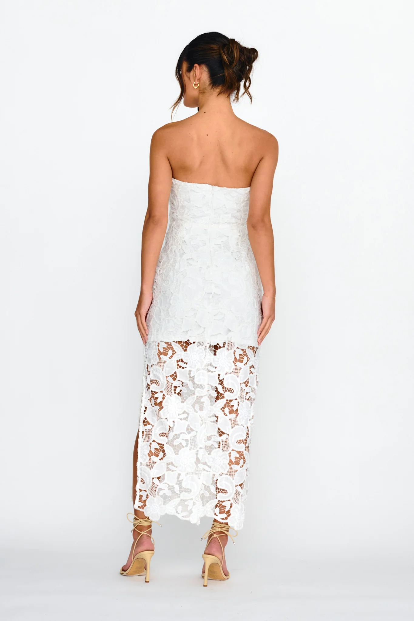 Parisa Sequin Embroidery Overlay Midi Dress White - Seraphlike