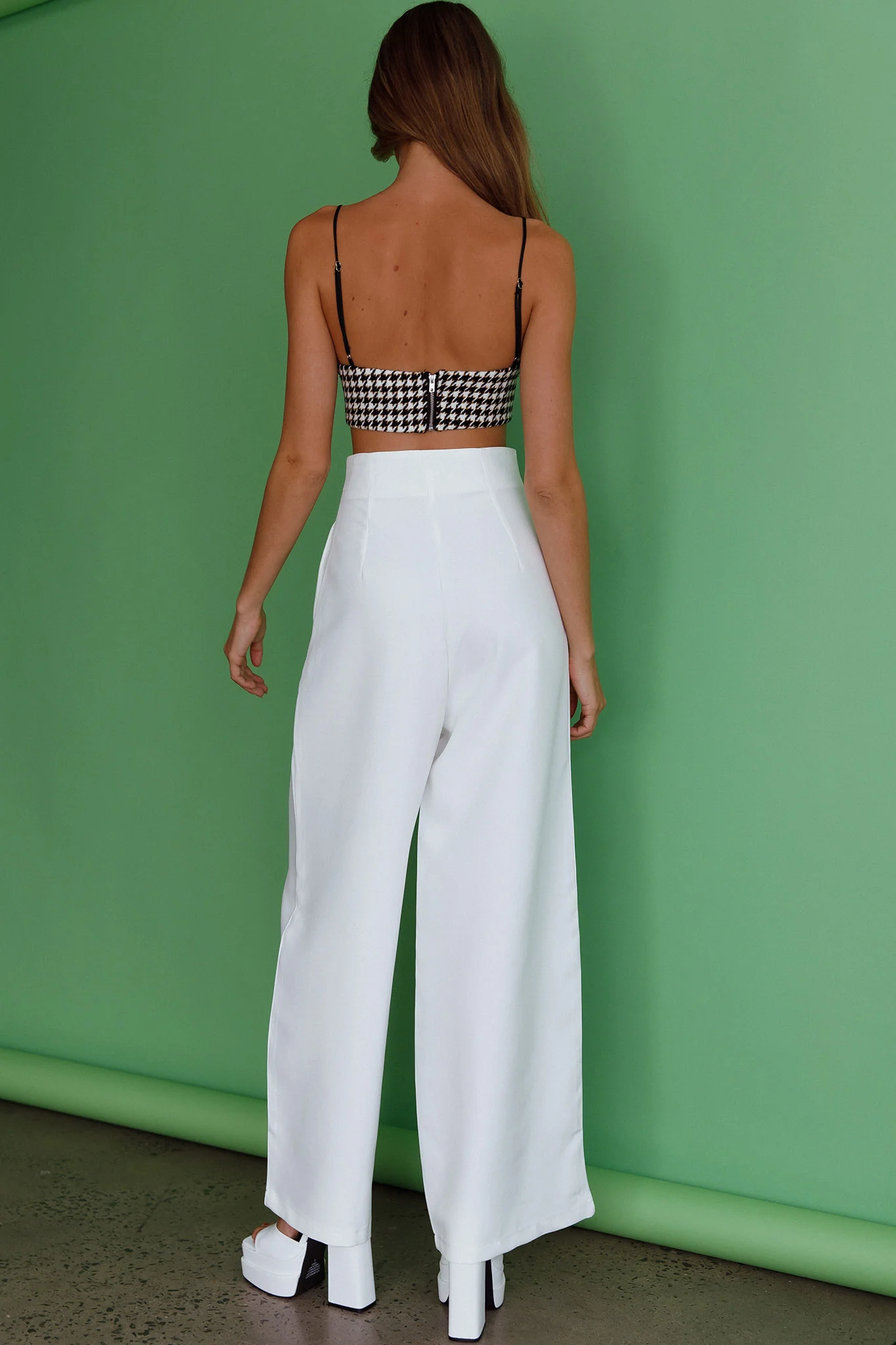 Starke High Waist Wide Leg Pants White - Seraphlike