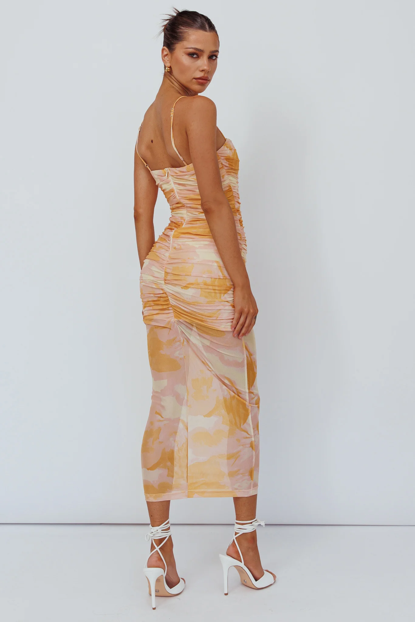 Logan Cami Strap Midi Dress Floral Yellow - Seraphlike