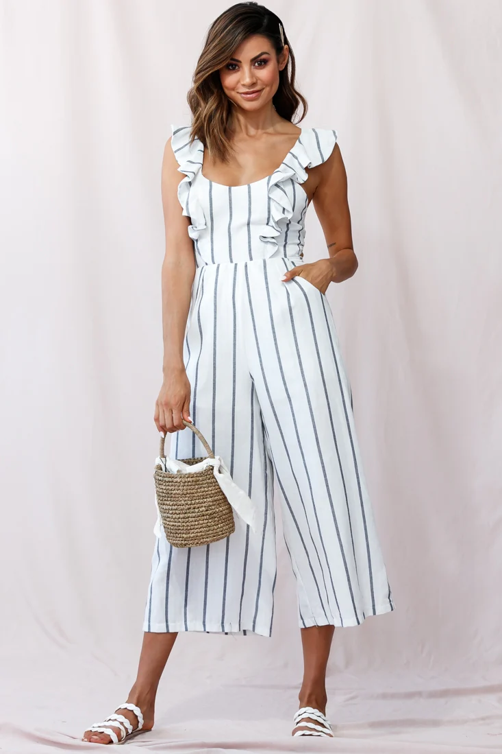 Poet Pinafore Lace-Up Jumpsuit White - Seraphlike