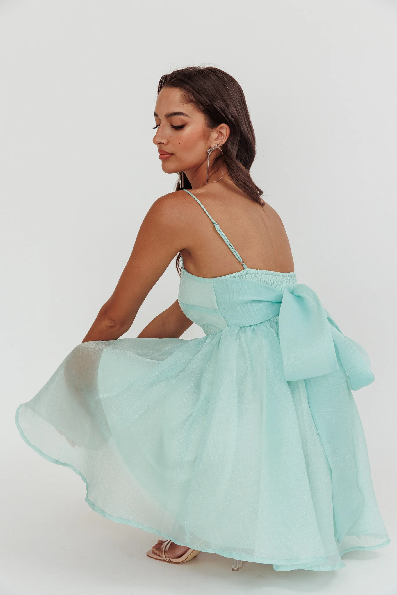 Diaz Bow Back Babydoll Mini Dress Sage - Seraphlike