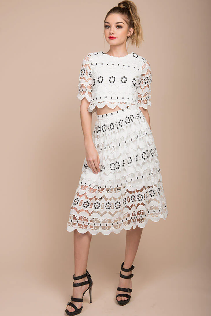 Gigi Crop Top and Skirt White - Seraphlike