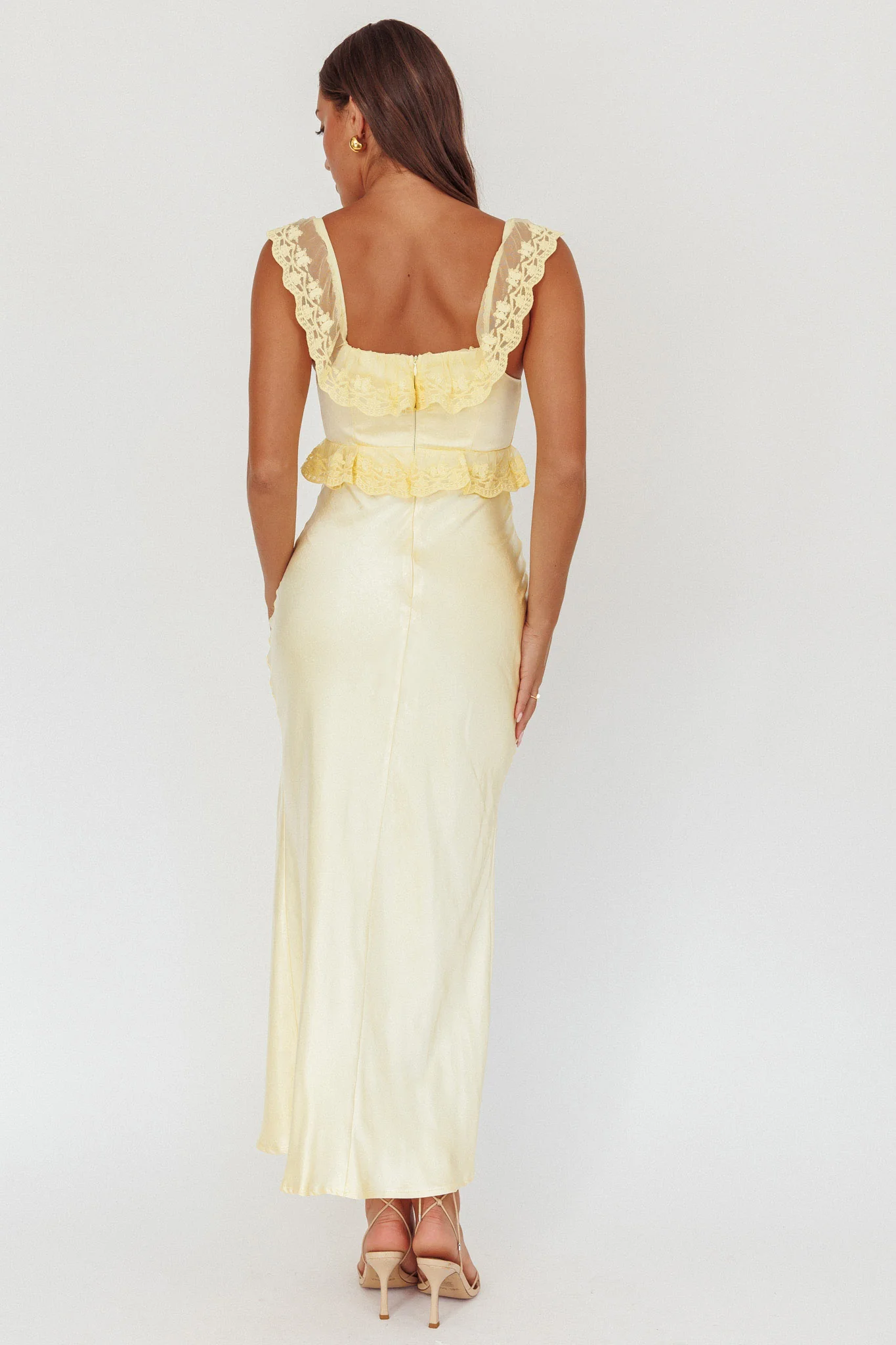 Escapade Lace Trim Maxi Dress Banana - Seraphlike
