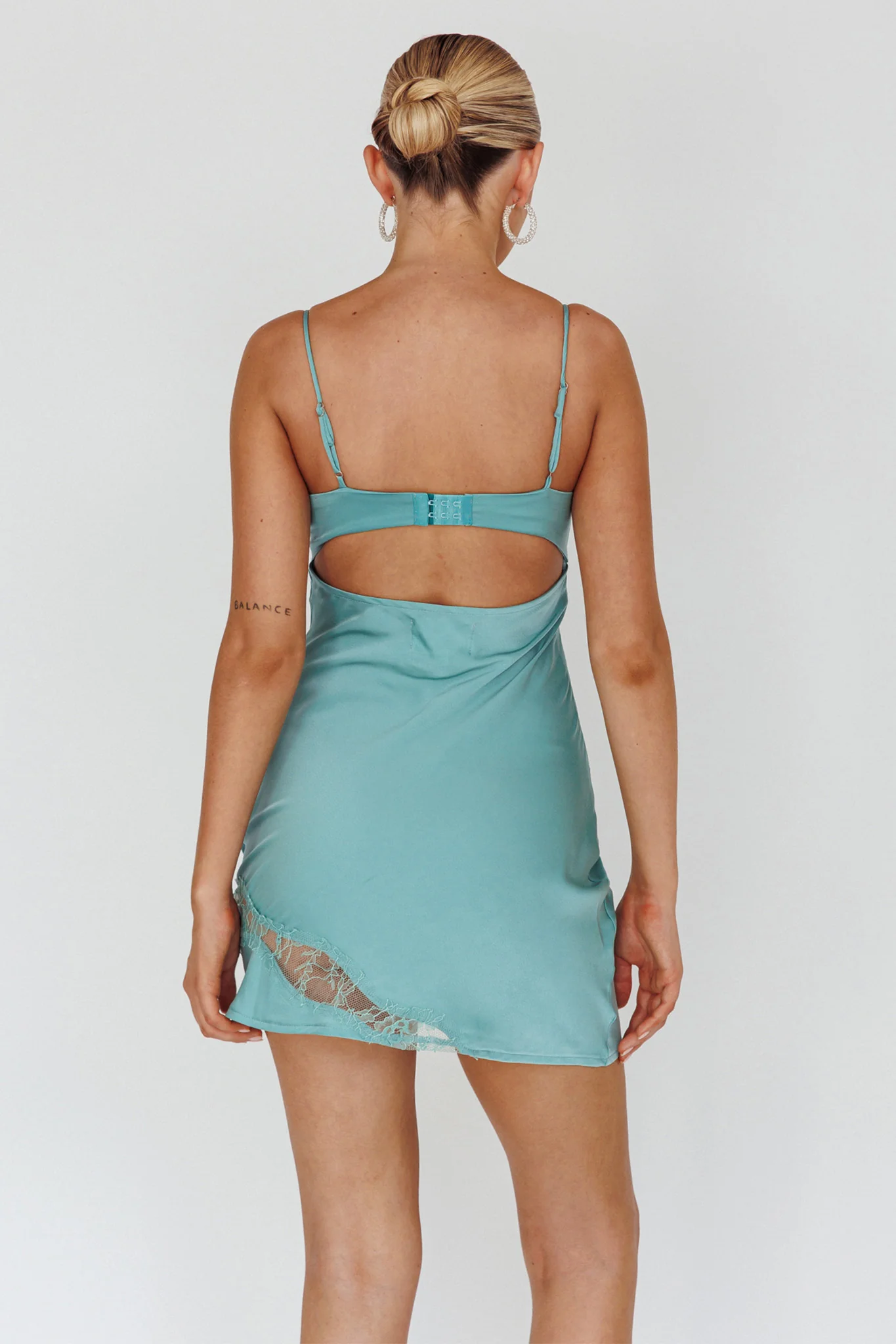 Sweet Talker Lace Trim Mini Dress Aqua - Seraphlike