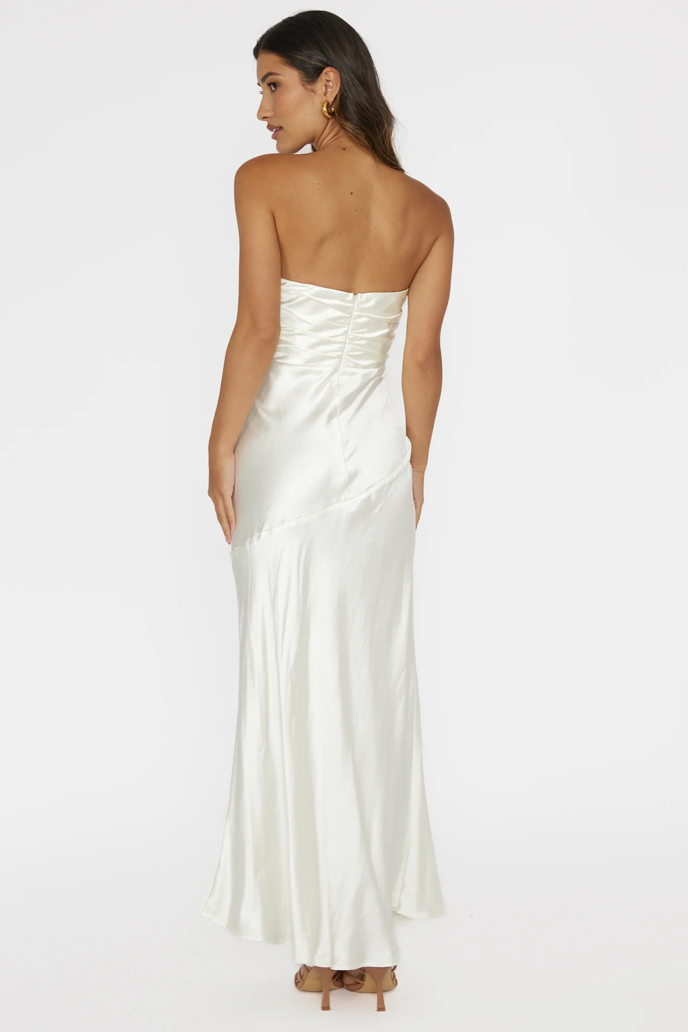 Blaise Asymmetric Neckline Maxi Dress Pearl - Seraphlike