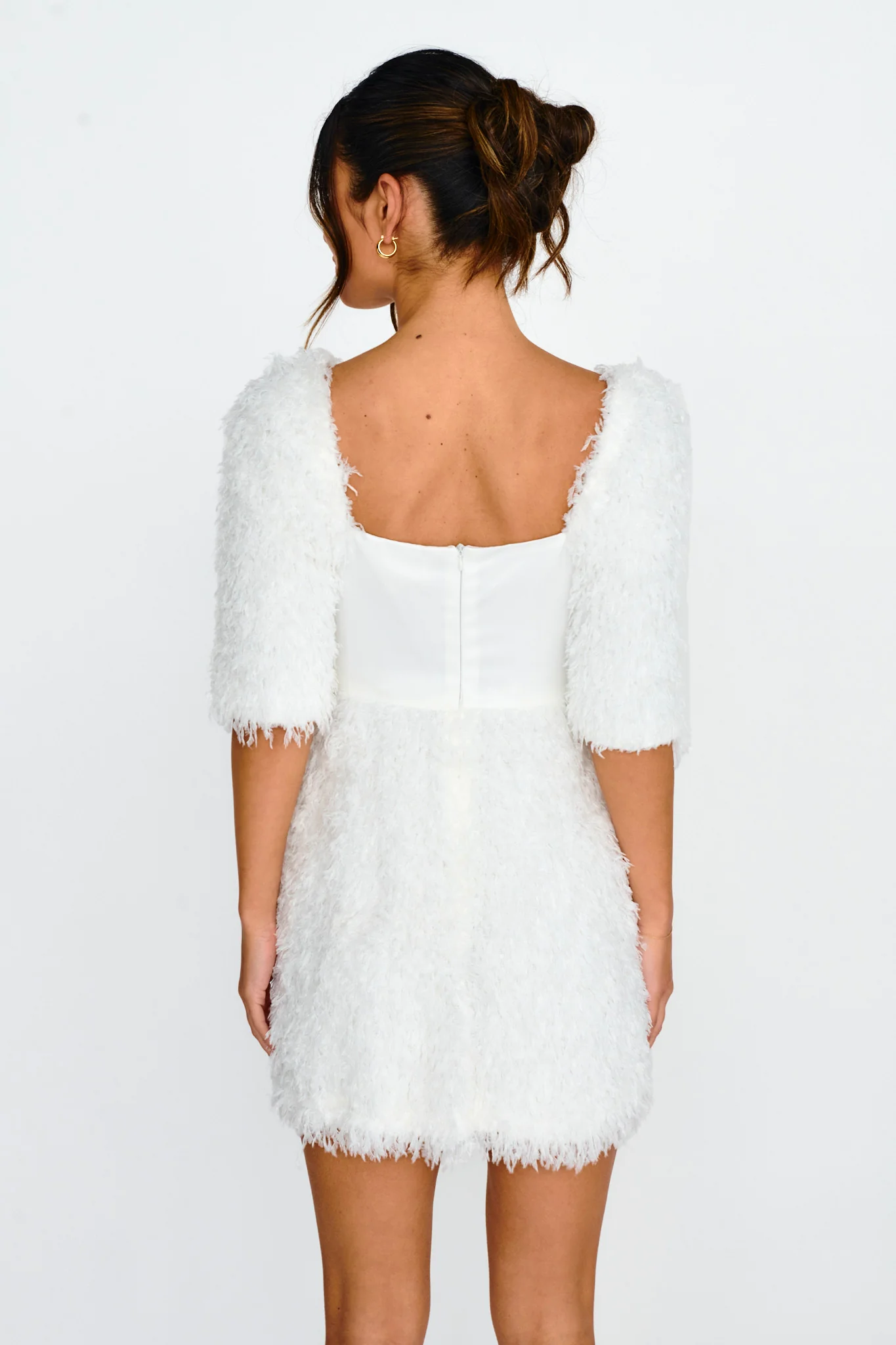 Snowflake Fuzzy Mini Dress Off White - Seraphlike
