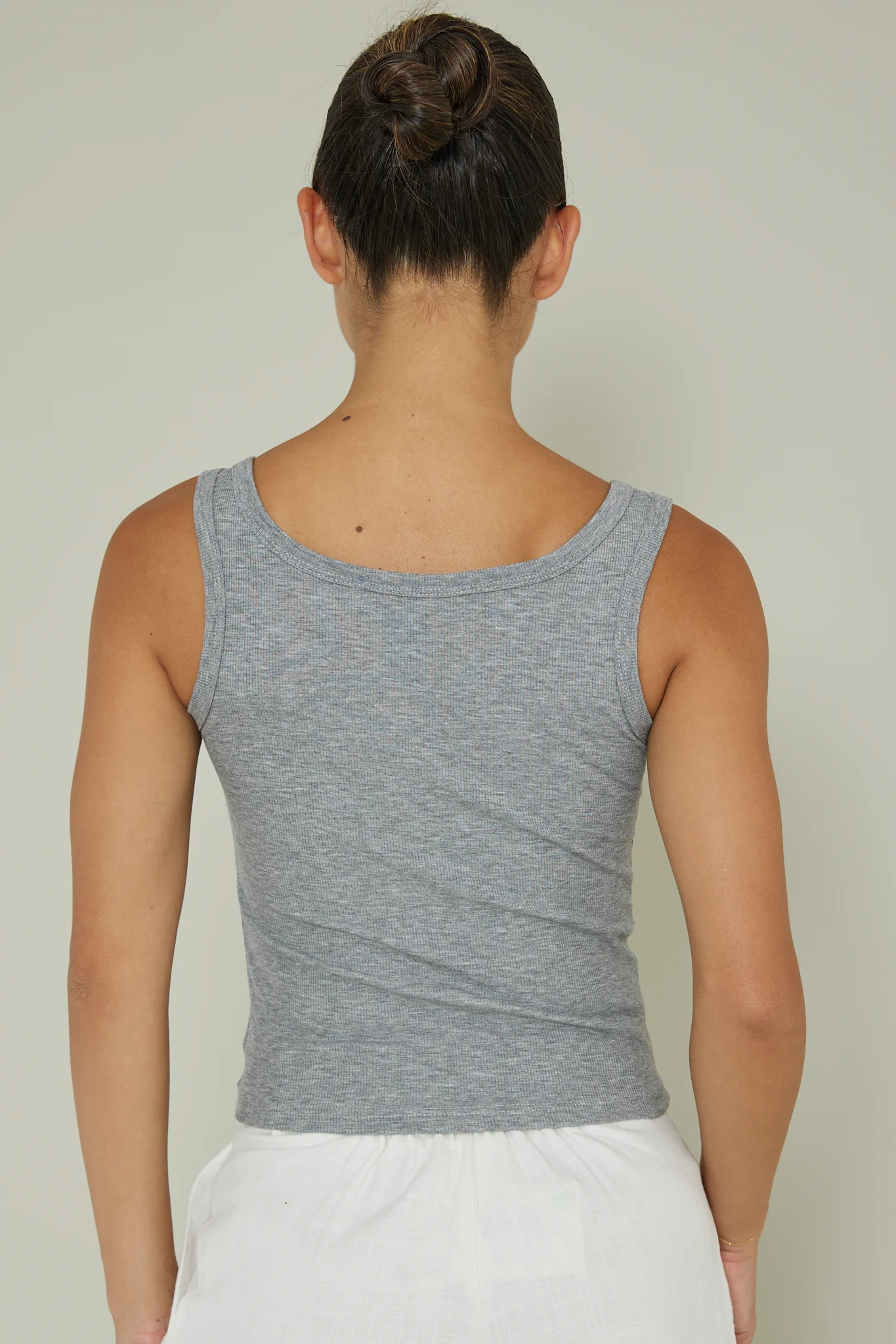 Recess Thick Strap Ribbed Top Grey - Seraphlike