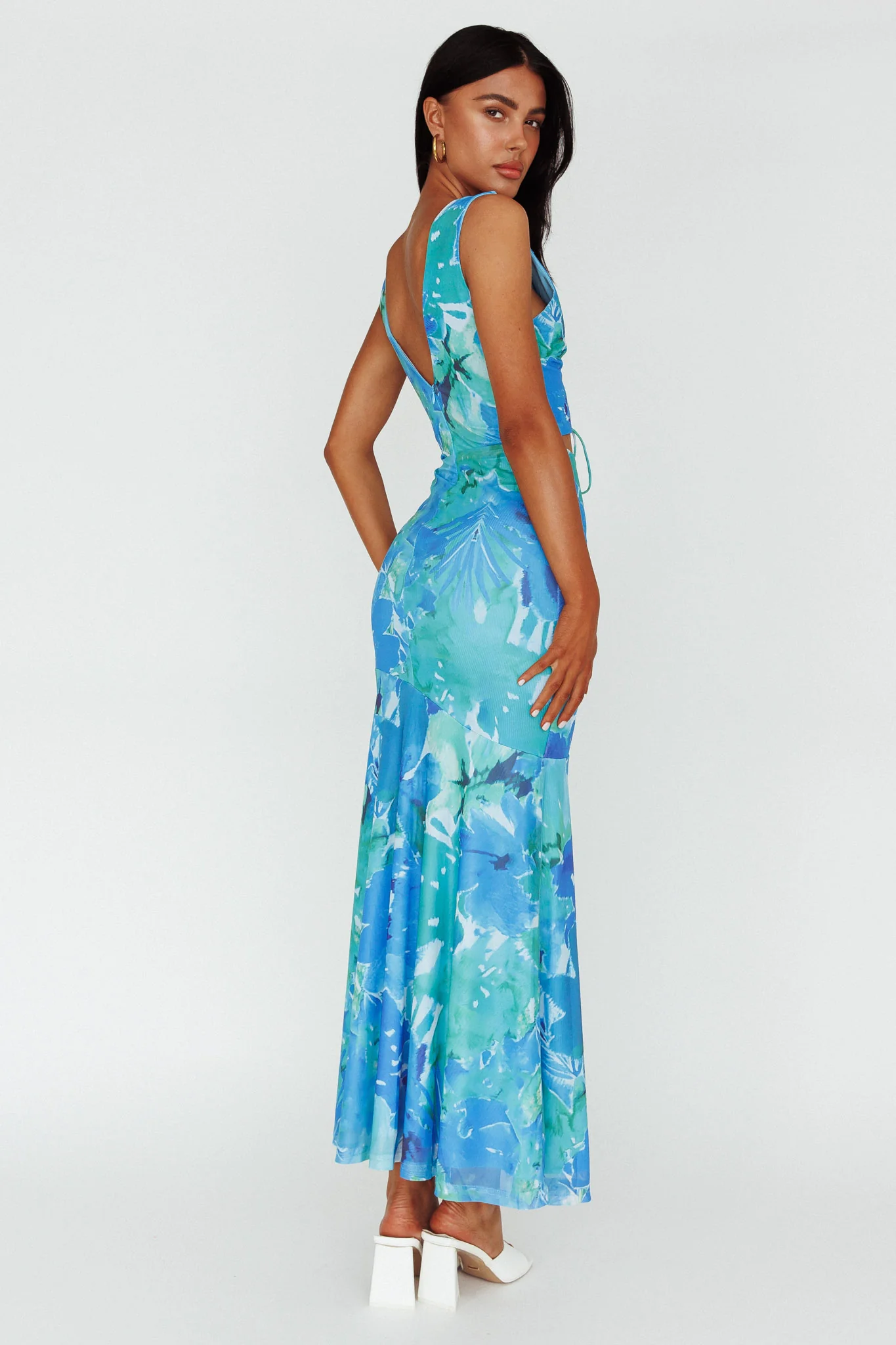 Summerlove Lace-Up Bodice Midi Dress Green - Seraphlike