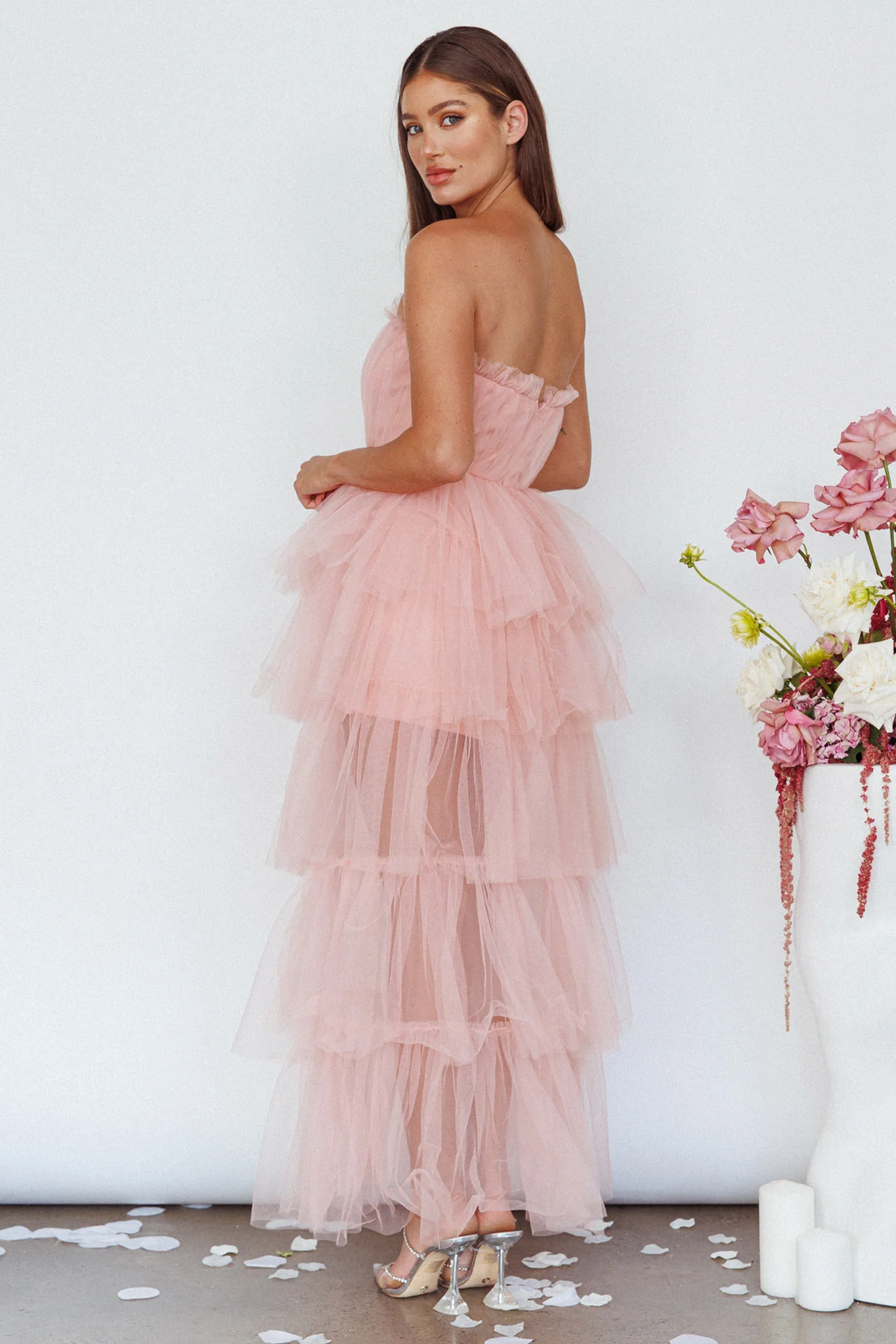 Written In The Stars Layered Tulle Maxi Dress Pink - Seraphlike