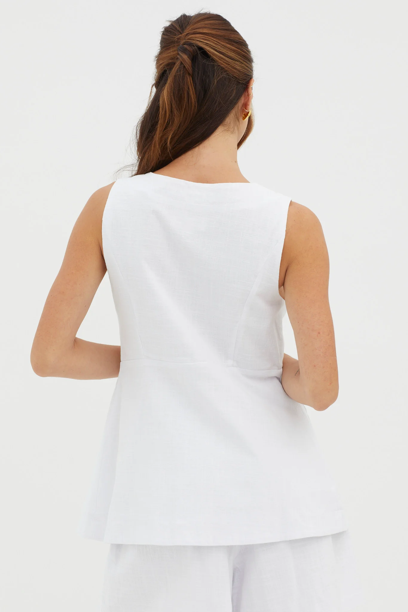Philomena Button Pocket Vest Top White - Seraphlike