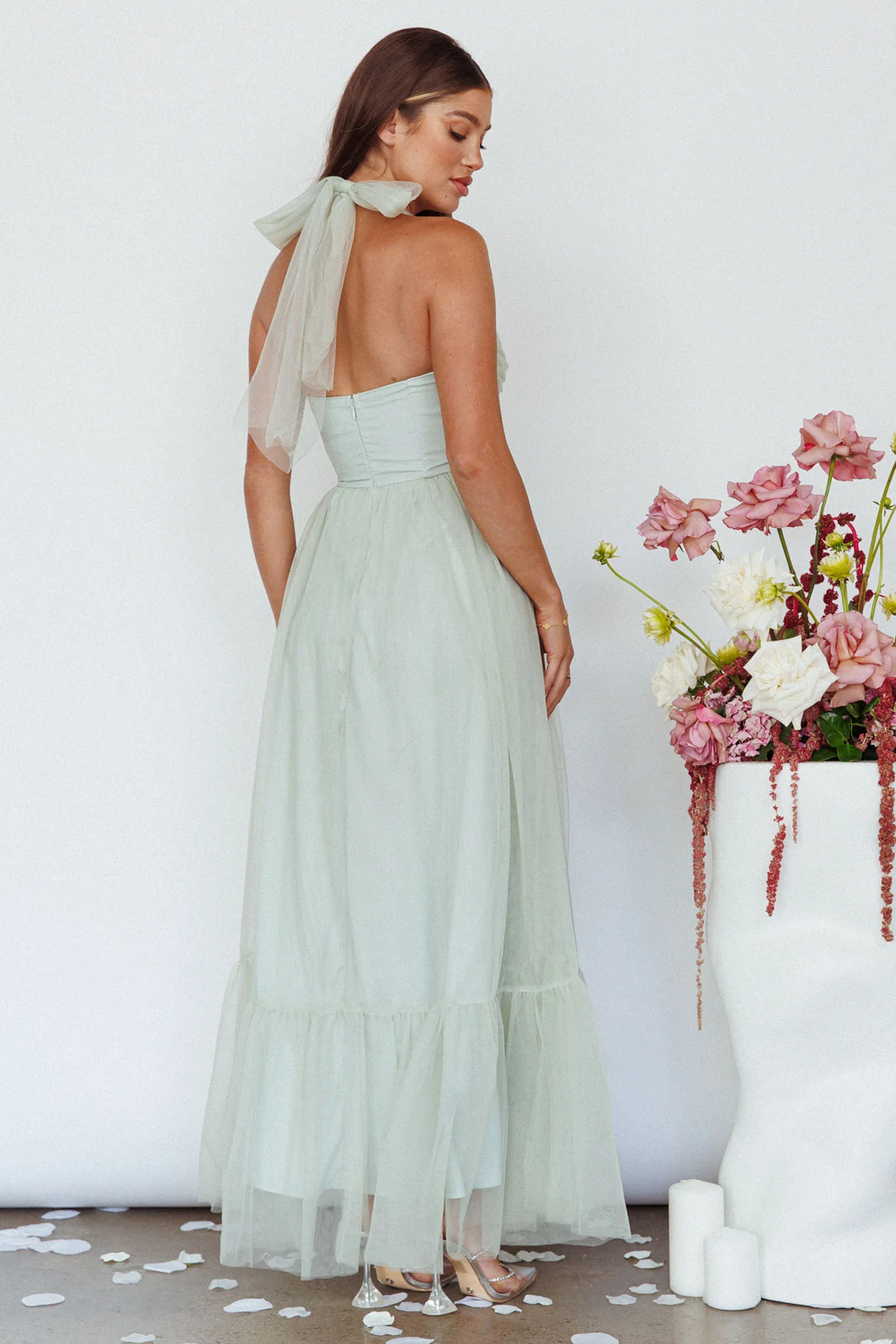Alegria Tulle Maxi Dress Pistachio - Seraphlike