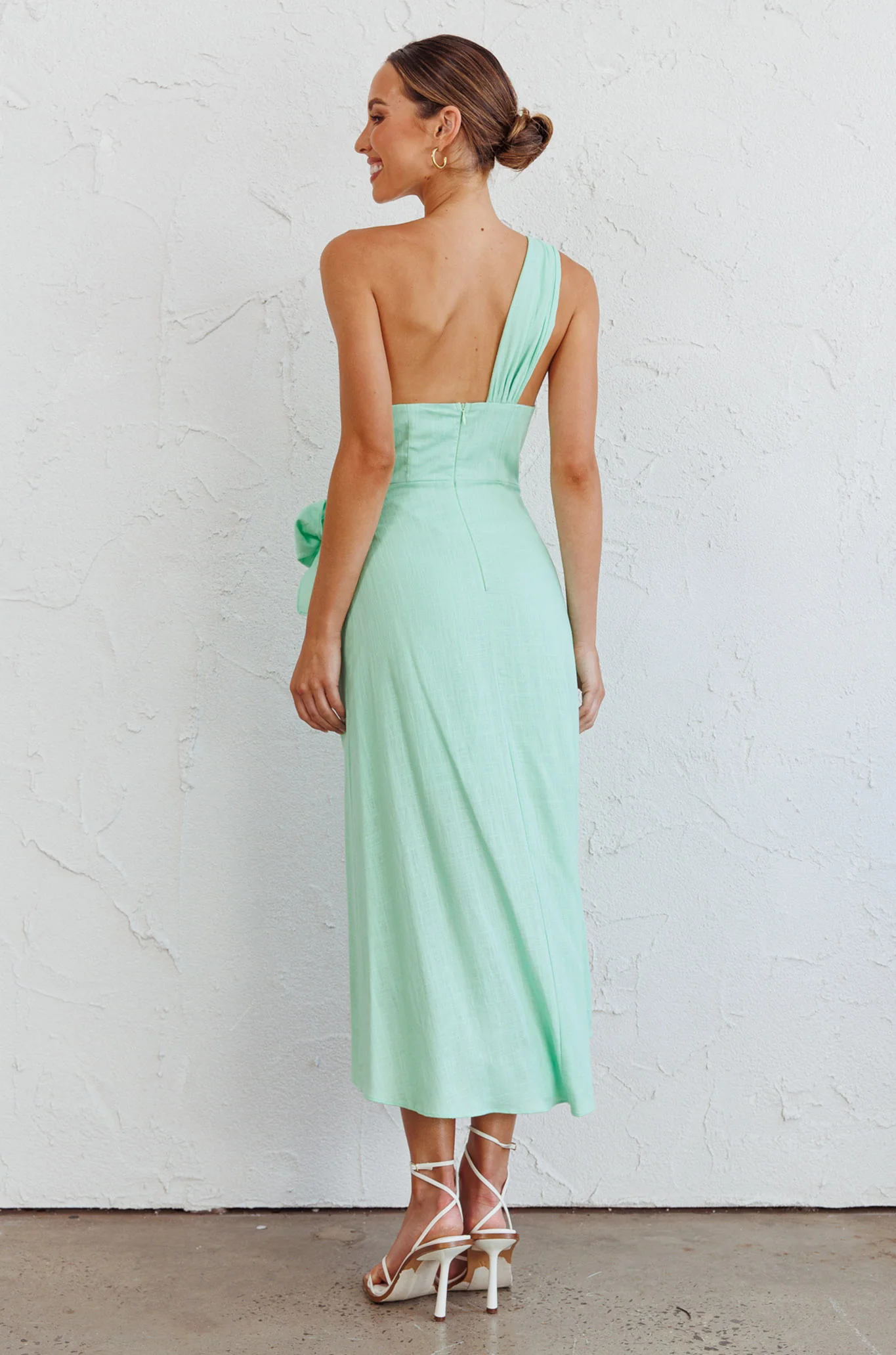 Island Time One-Shoulder Midi Dress Mint - Seraphlike