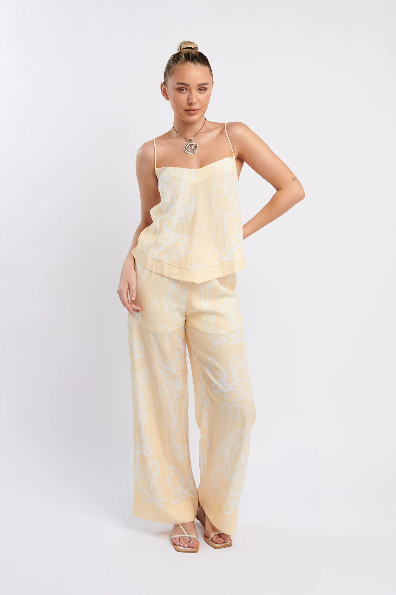 Oceania Long Pants Print Yellow - Seraphlike