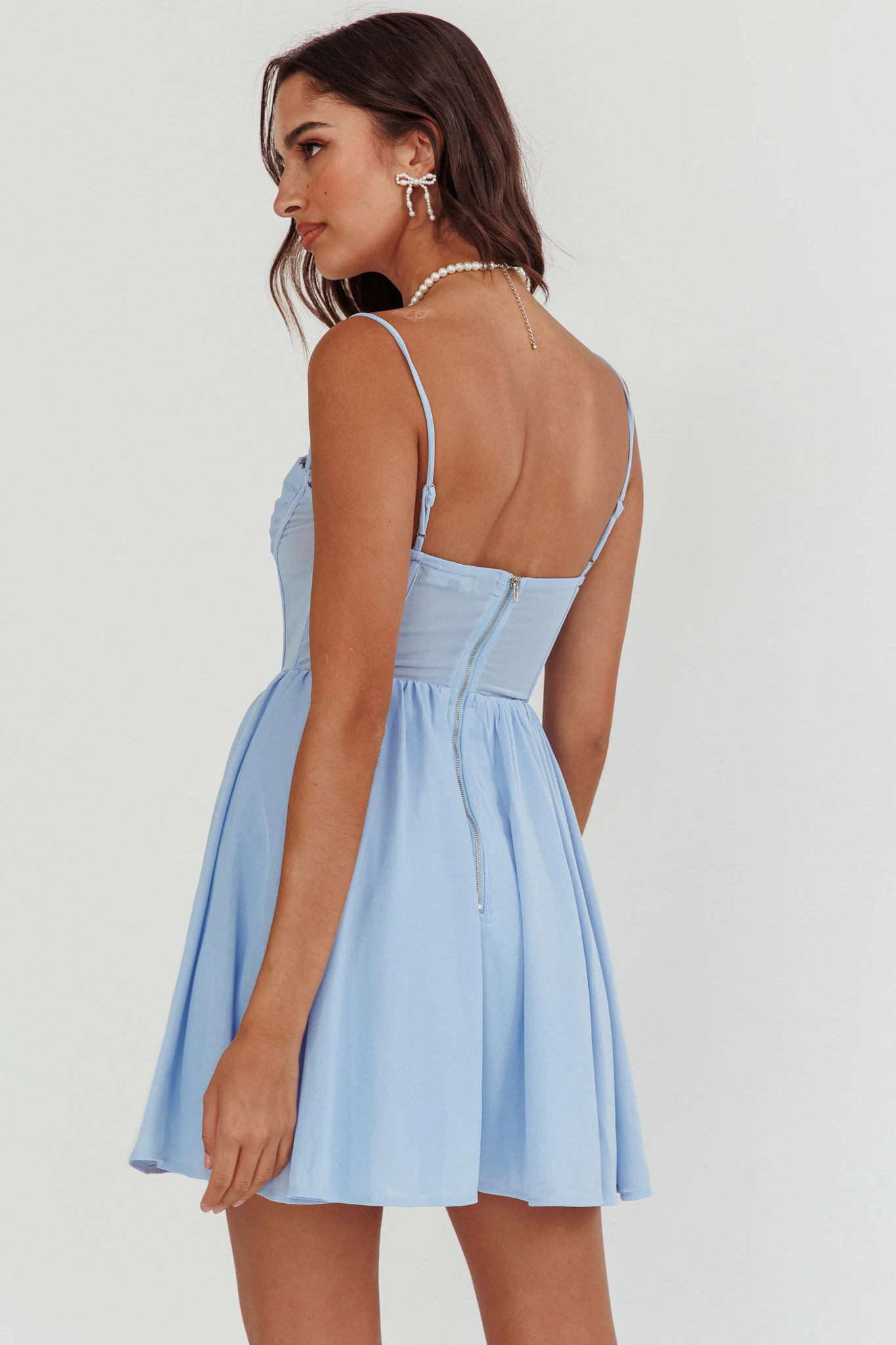 Lovers High Bustier Mini Dress Powder Blue - Seraphlike
