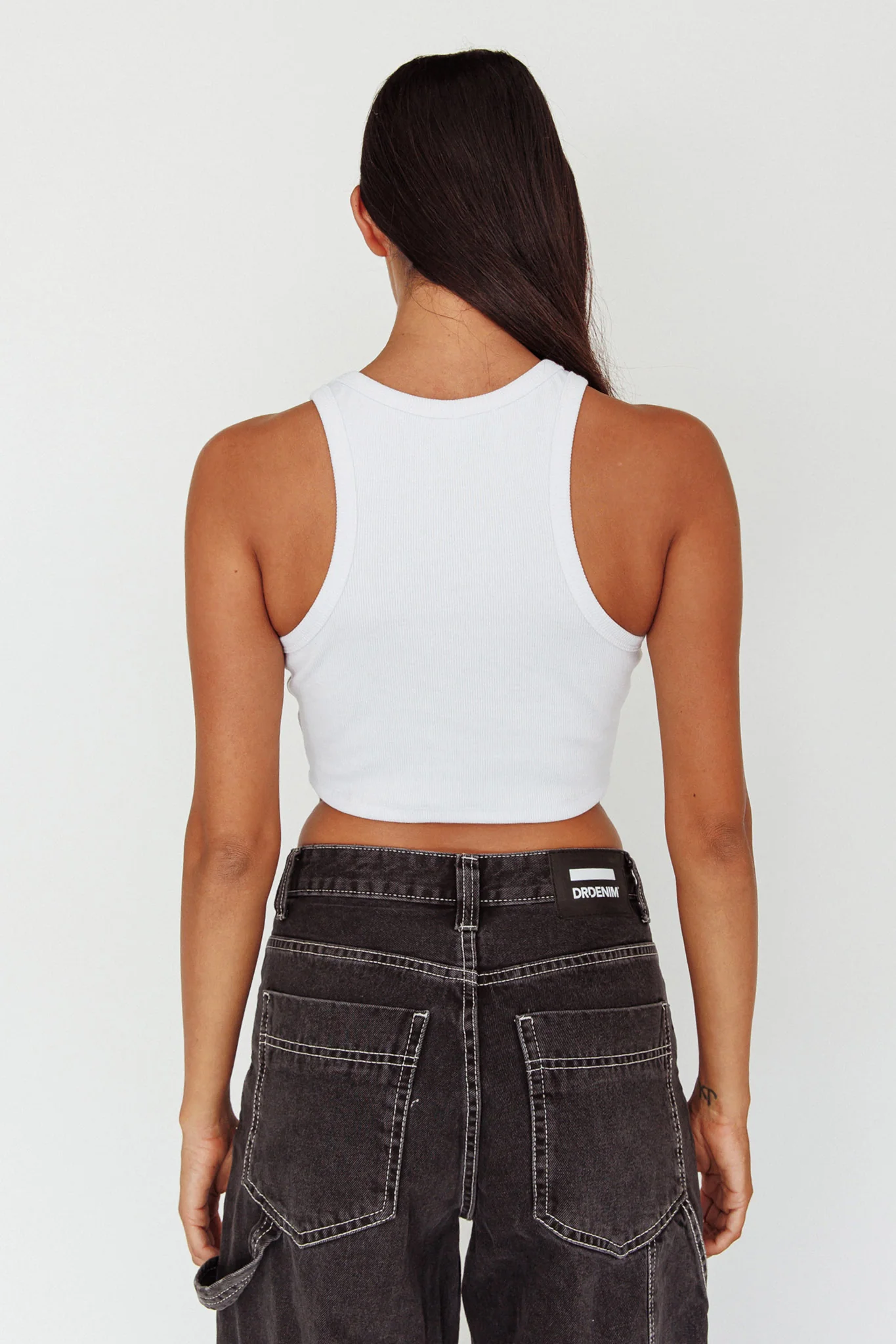 Bryn Racerback Crop Top White - Seraphlike