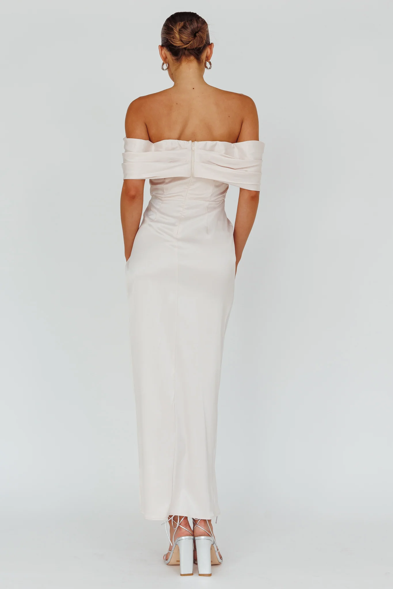 Amaryllis Off-Shoulder Twist Maxi Dress Pearl - Seraphlike