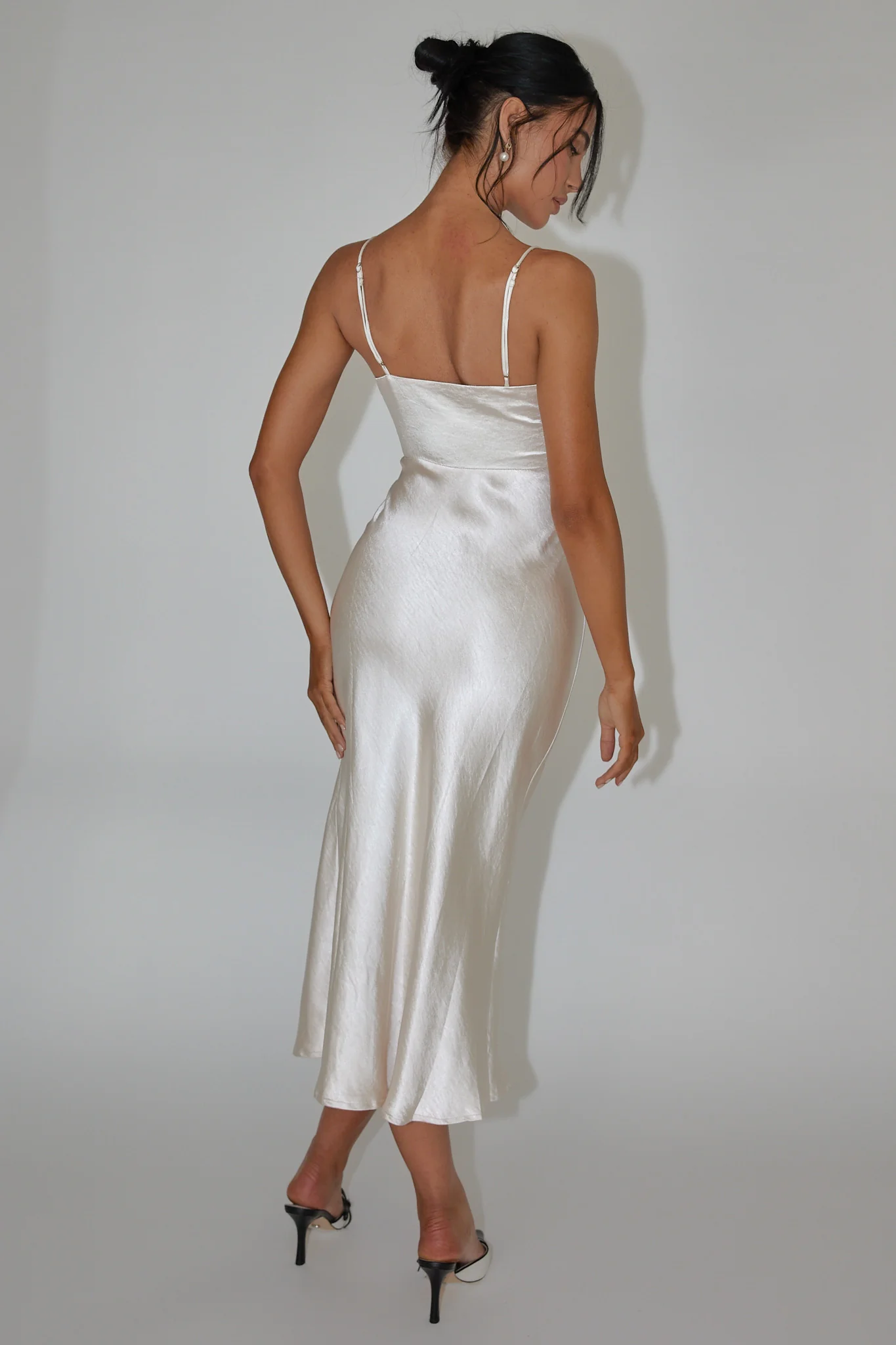 Date Night Drawstring Bust Midi Dress Champagne - Seraphlike