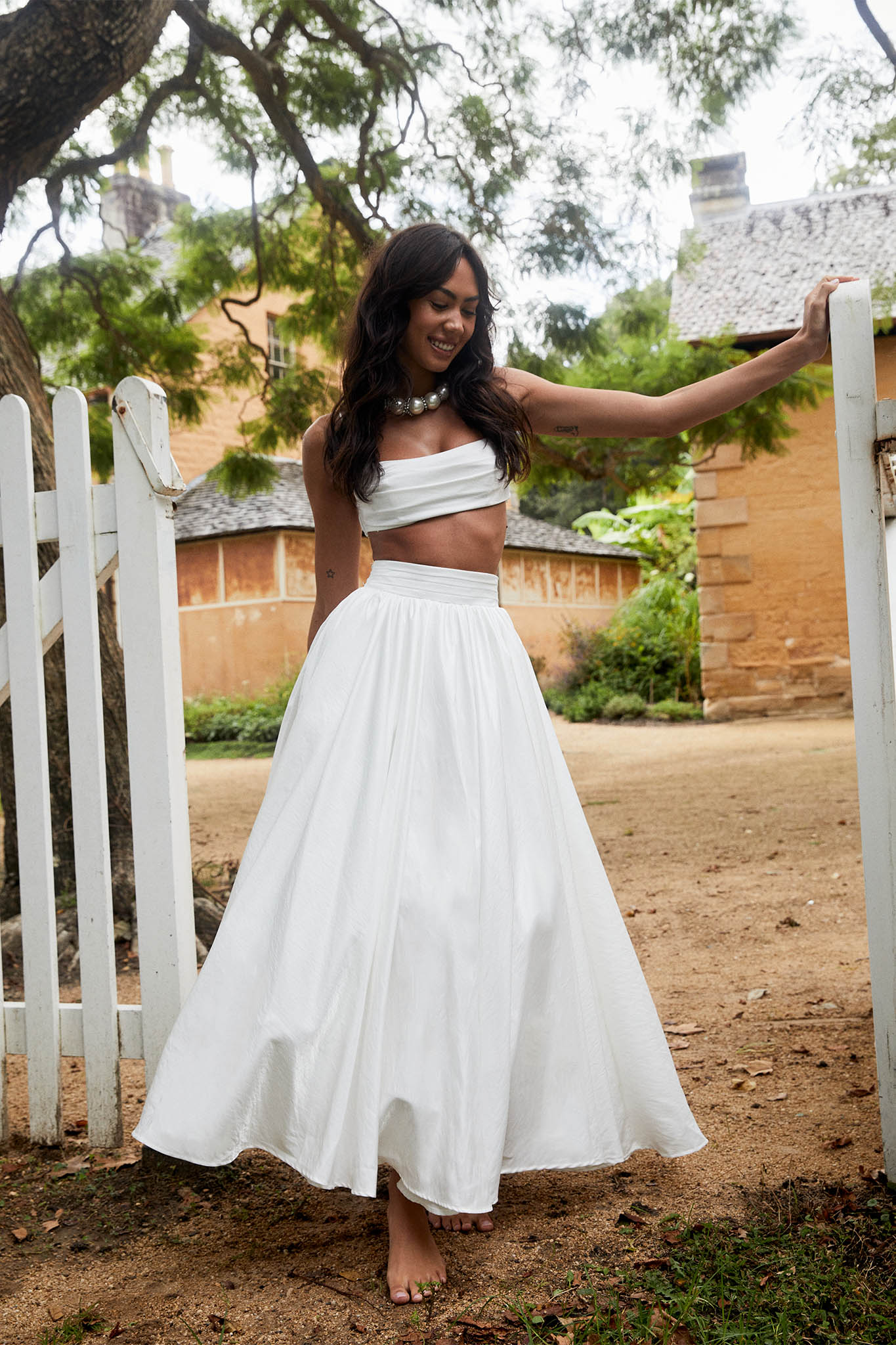 Love Songs Tied Back Maxi Skirt White - Seraphlike