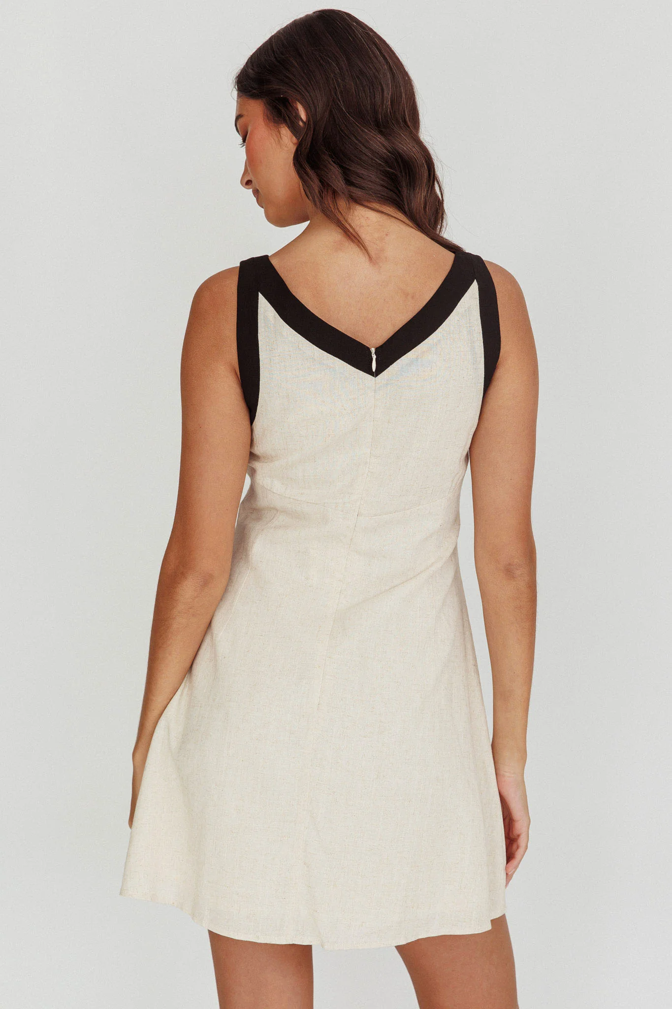 Loving Me Sleeveless A-line Mini Dress Oat - Seraphlike