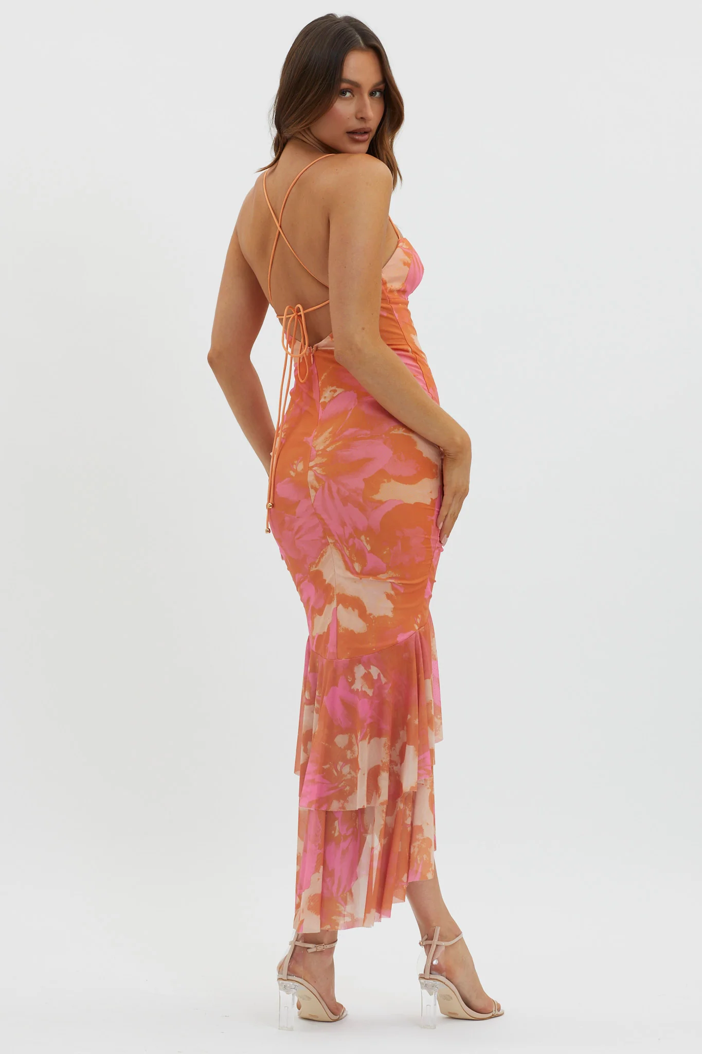 Avalee Layered Hem Mesh Dress Pink - Seraphlike