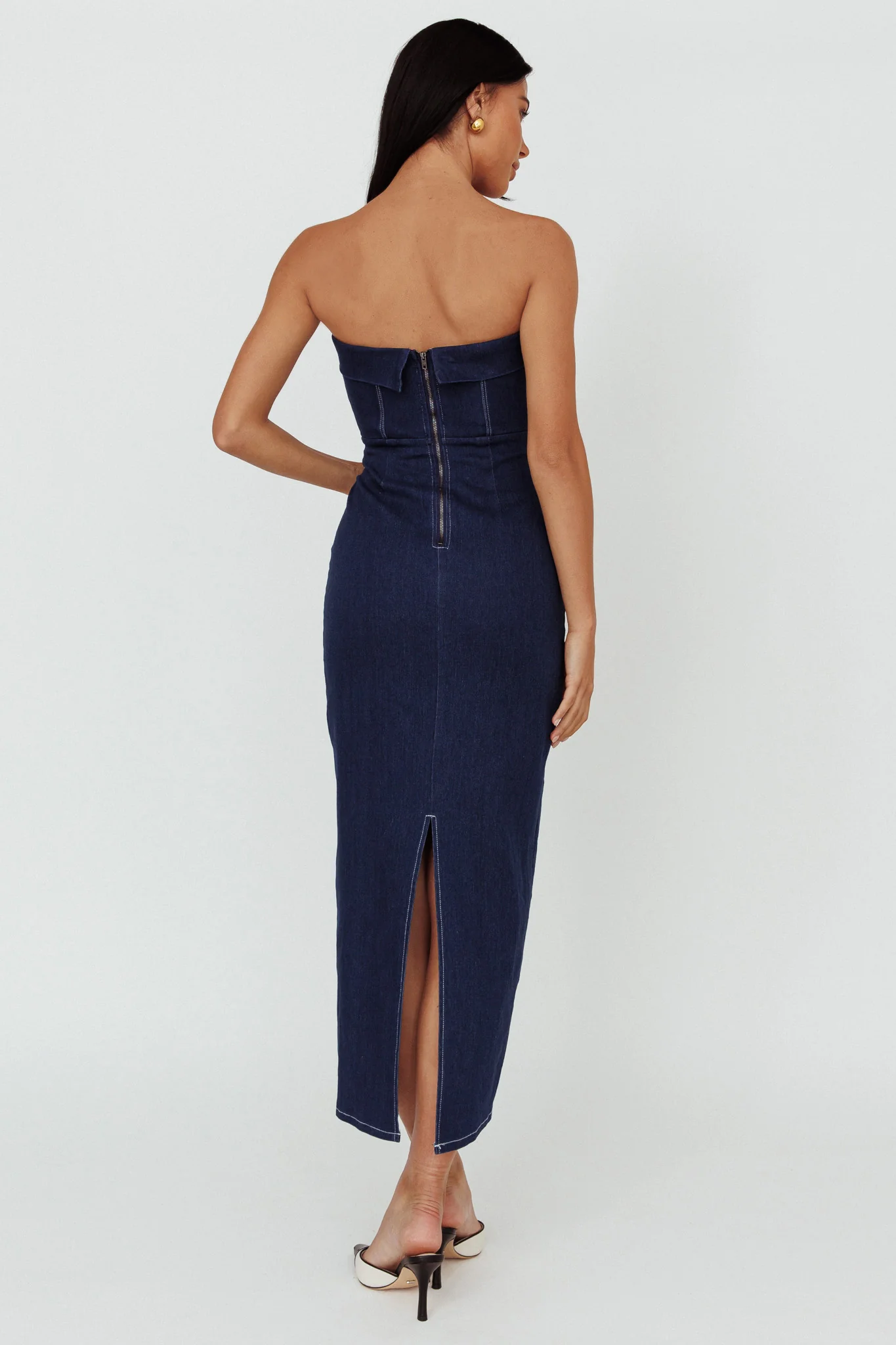 Press Play Strapless Maxi Dress Indigo - Seraphlike