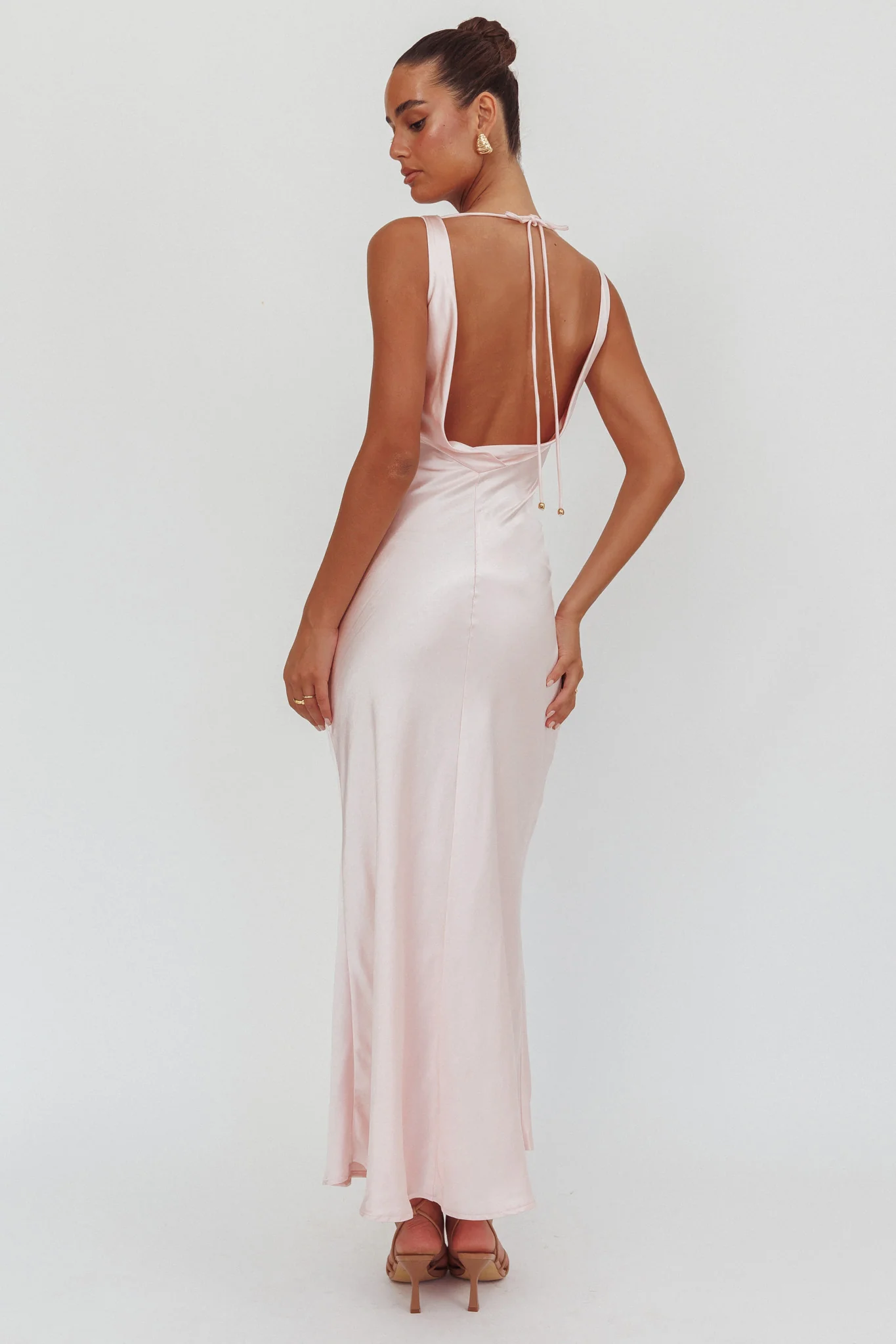 Good Intentions Cowl Neck Open Back Maxi Dress Pink - Seraphlike