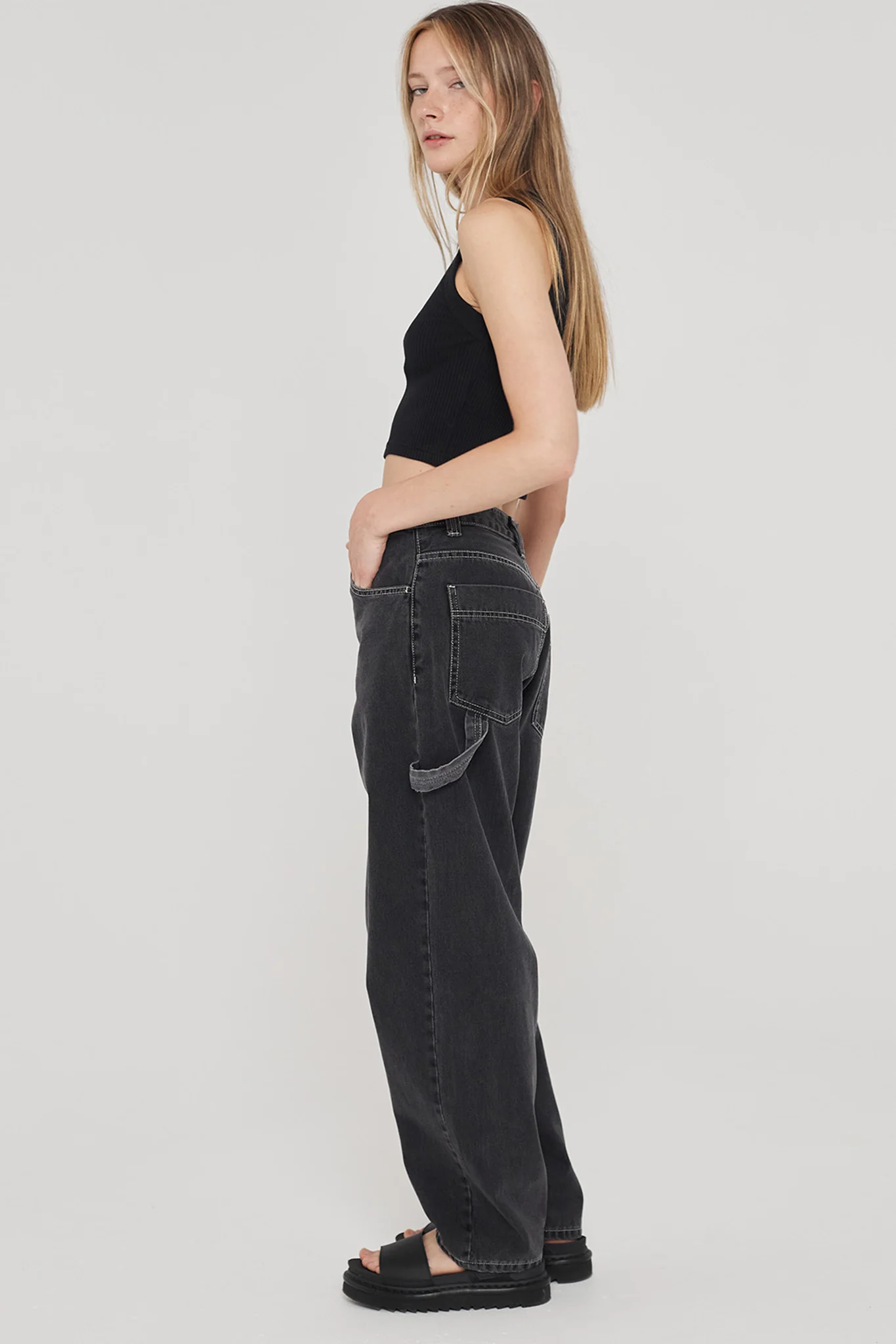 DR DENIM Faye Worker Concrete Black - Seraphlike