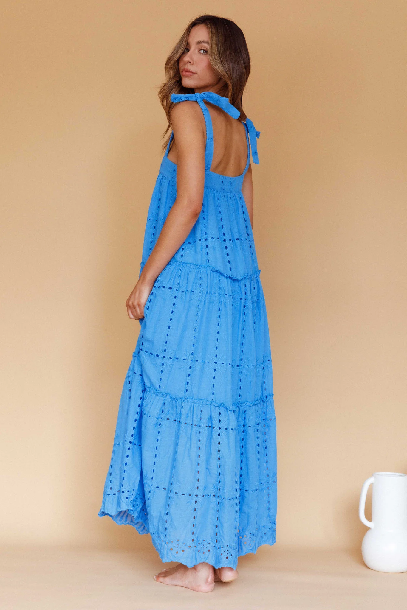 Brynna Tied Shoulder Maxi Dress Blue - Seraphlike