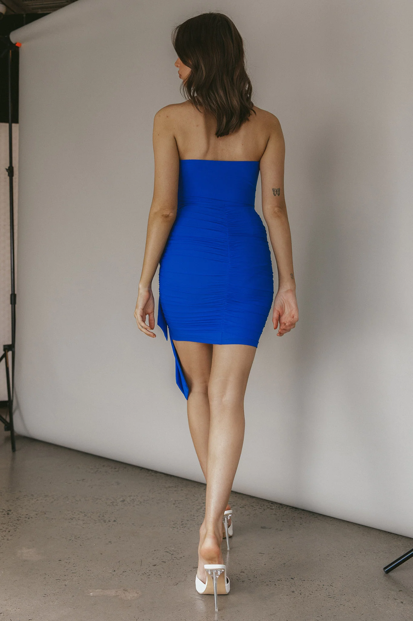 Unstoppable Strapless Knot Accent Mini Dress Blue - Seraphlike