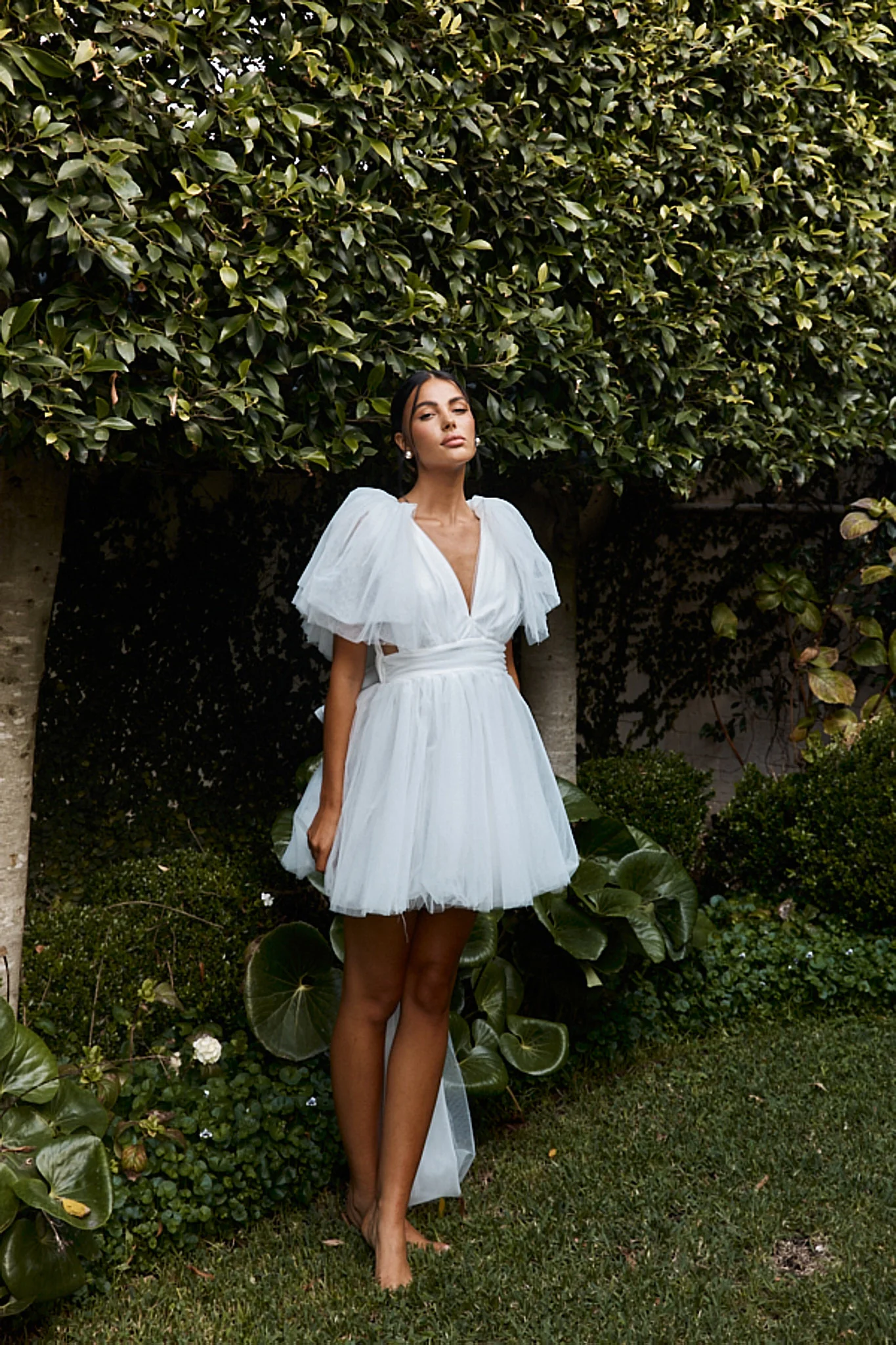 Star Power Tulle Train Mini Dress White - Seraphlike