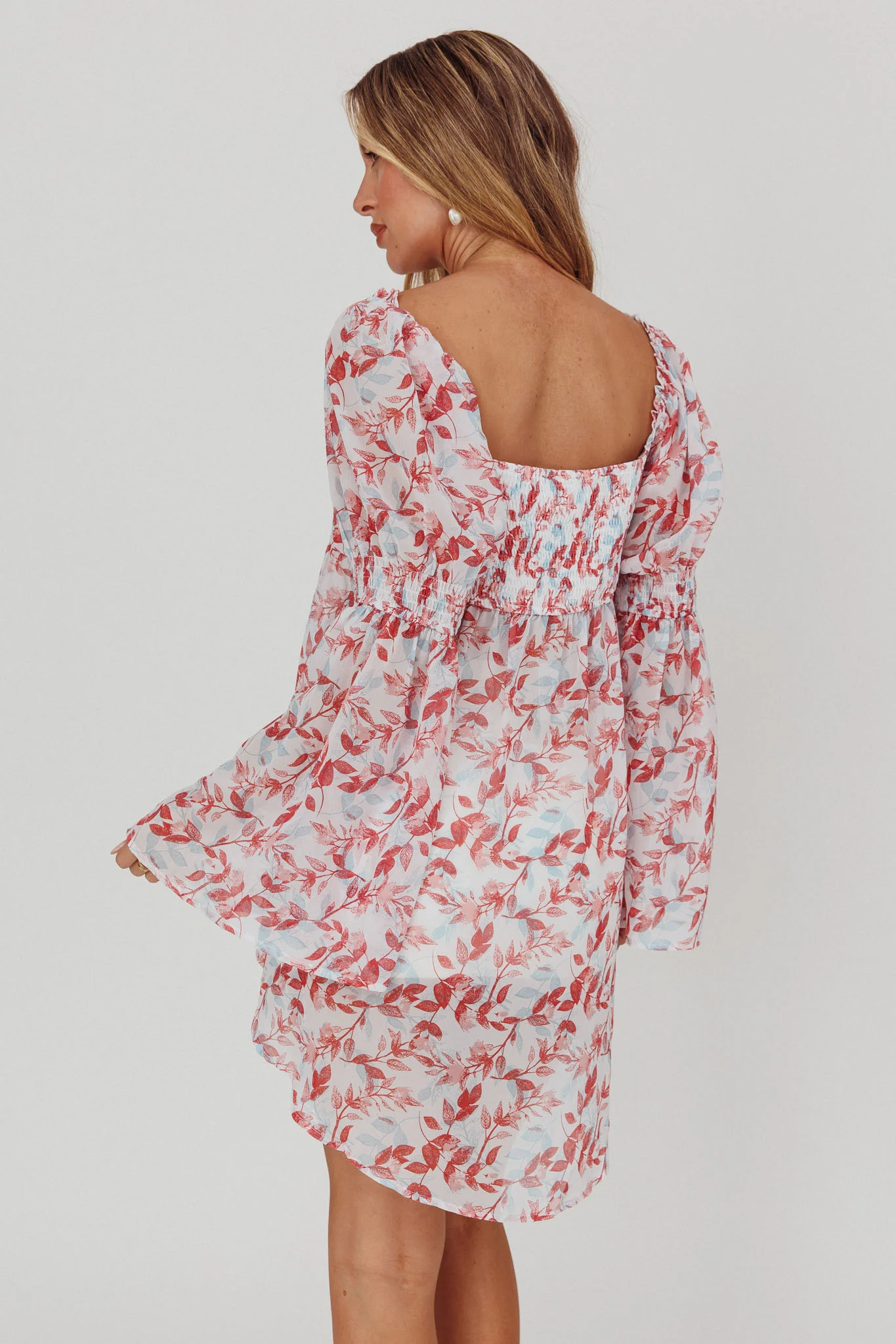 Ganyah Tie Front Blouse Print Brick - Seraphlike