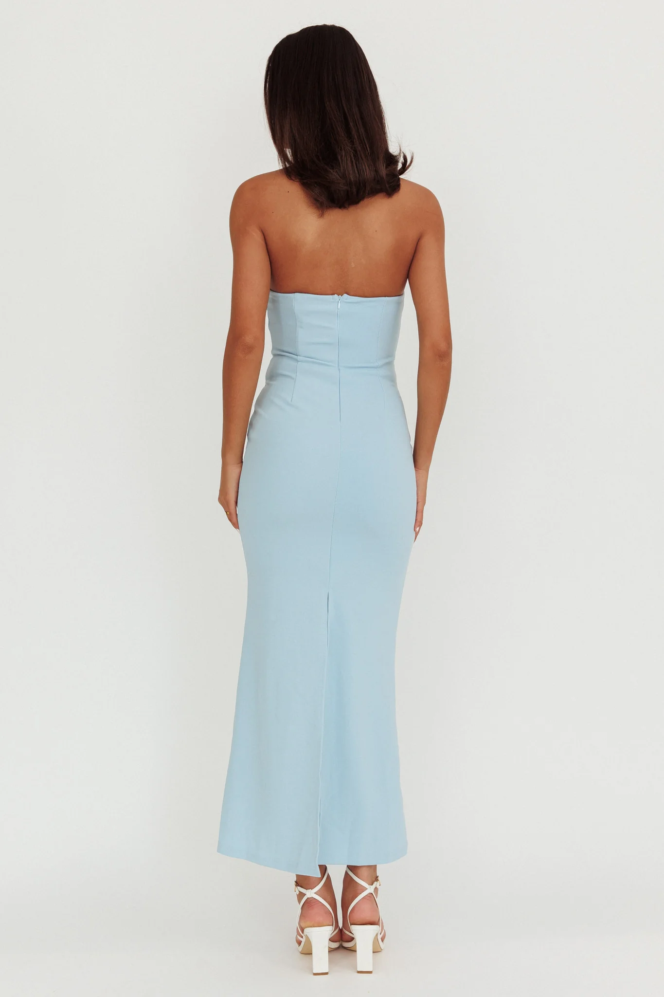 Well Versed Strapless Pleat Bust Maxi Dress Blue - Seraphlike